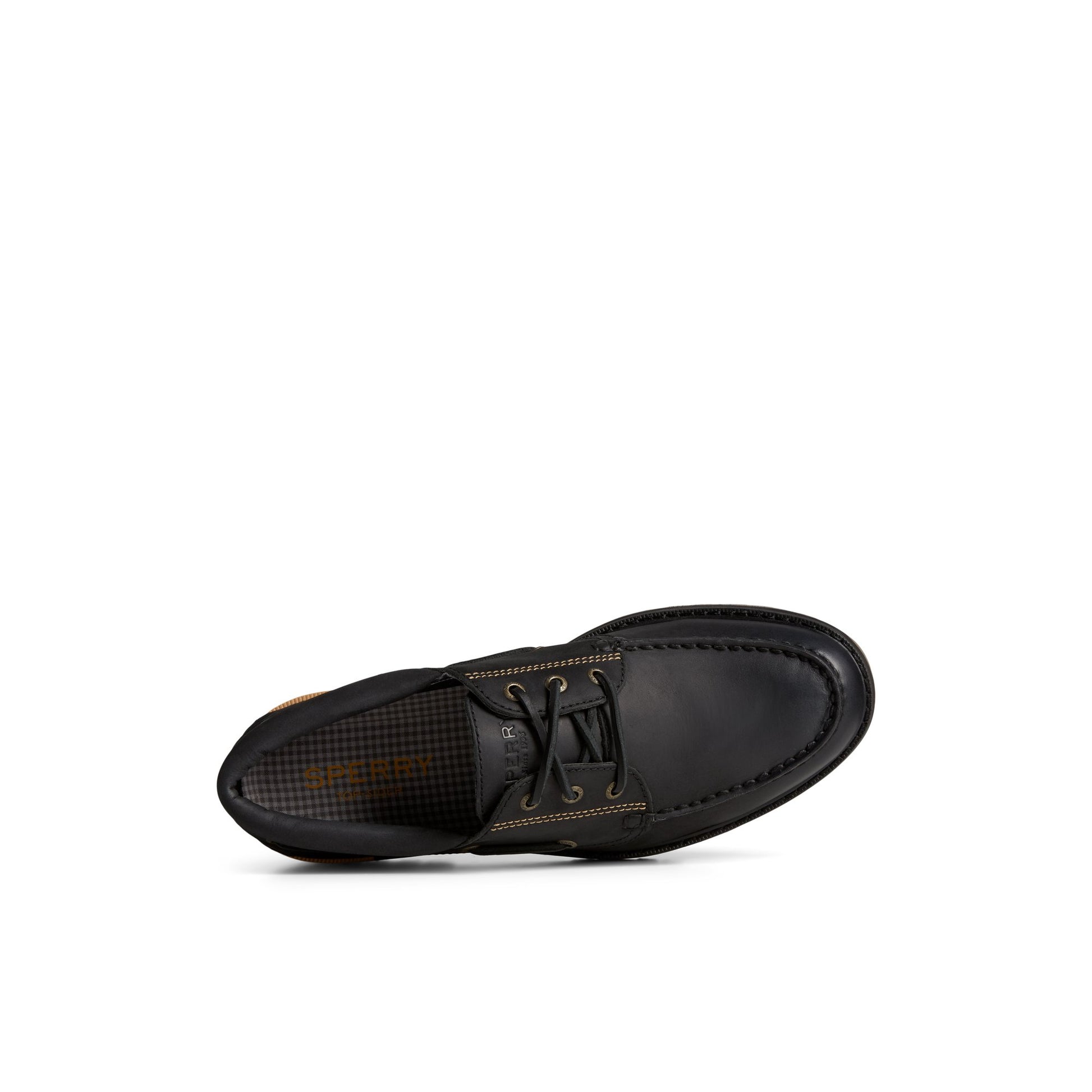 Top-down view of the Black Authentic Original™ Lug 3-Eye Boat Shoe Boat Shoe