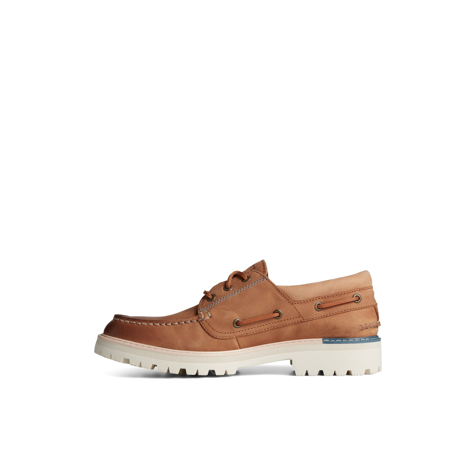 Side view of Medium Beige Authentic Original™ Lug 3-Eye Boat Shoe Boat Shoe