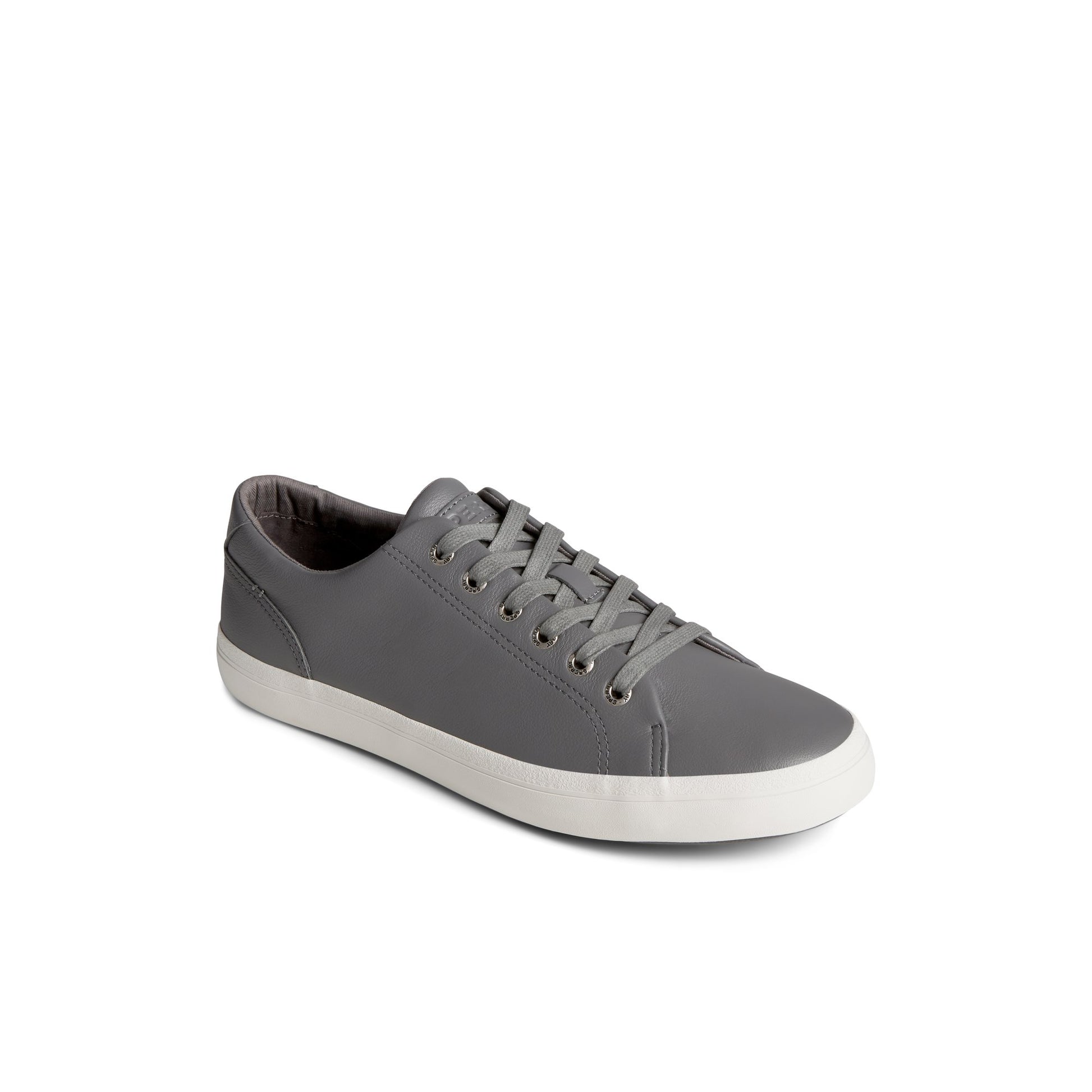 Three-quarter angle of Grey Striper II LLT Leather Sneaker 's front side