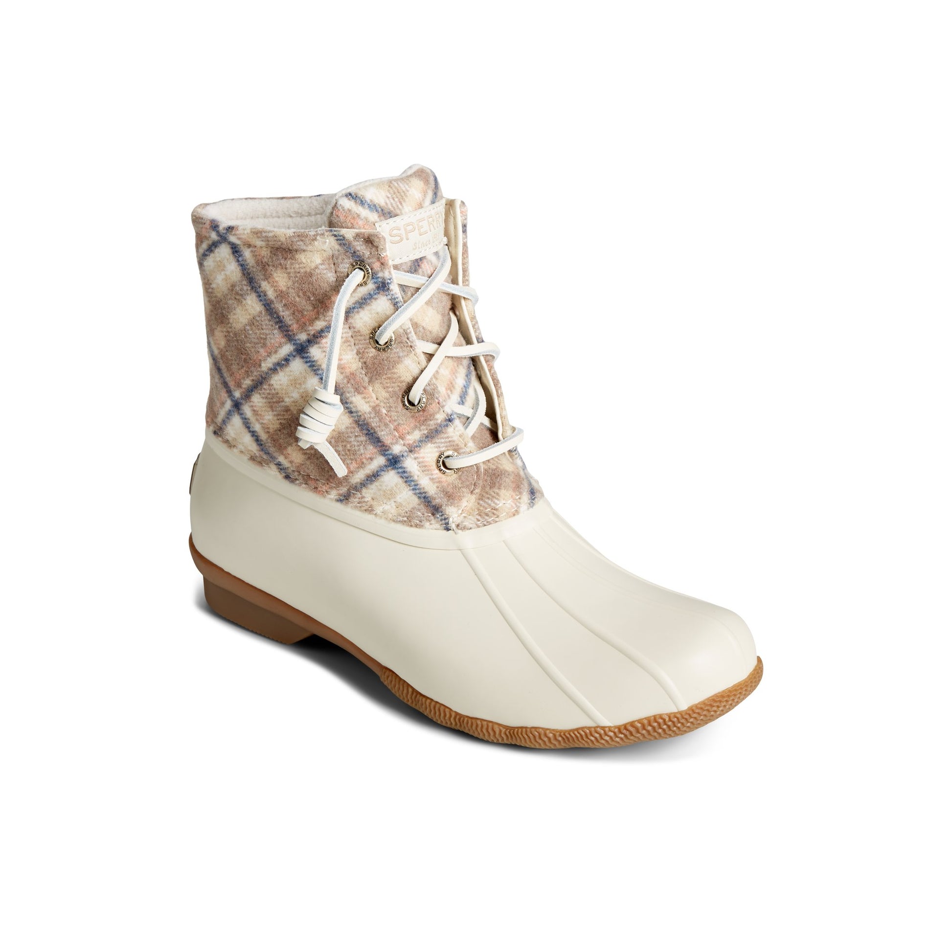 Three-quarter angle of Bone Saltwater™ Plaid Wool Duck Boot Duck Boots's front side