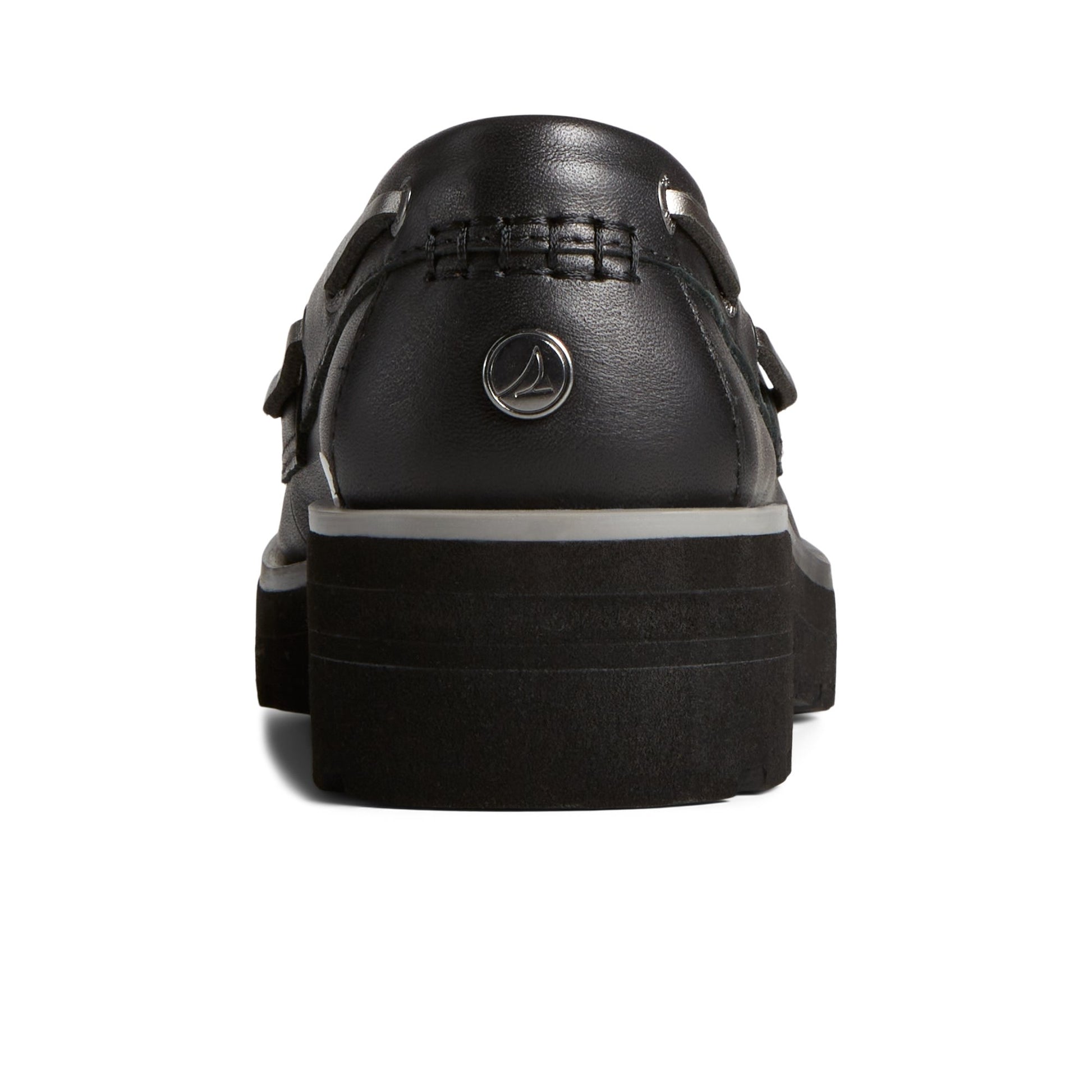 Close-up of the Black Chunky Lug Boat Shoe Boat Shoes