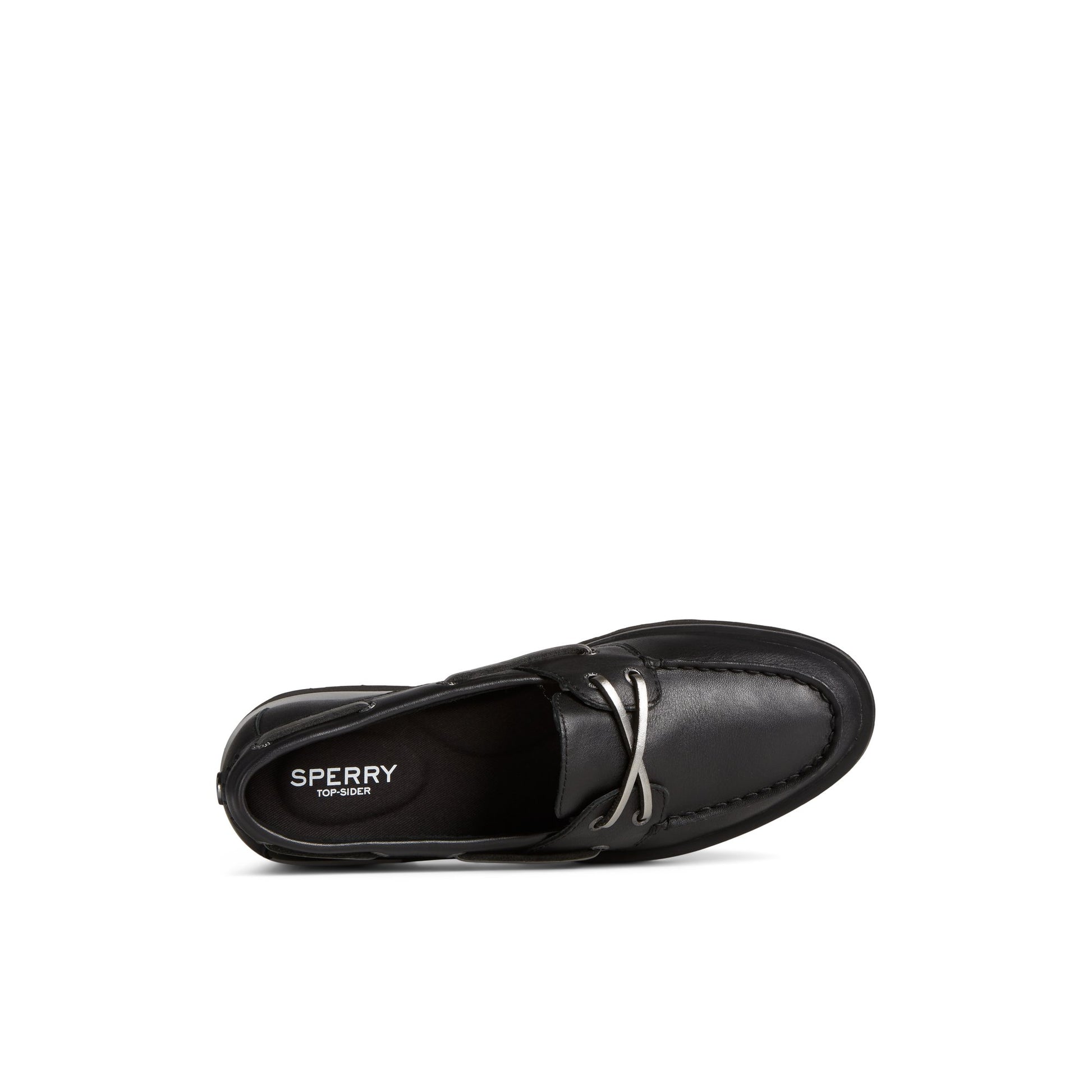 Top-down view of the Black Chunky Lug Boat Shoe Boat Shoes