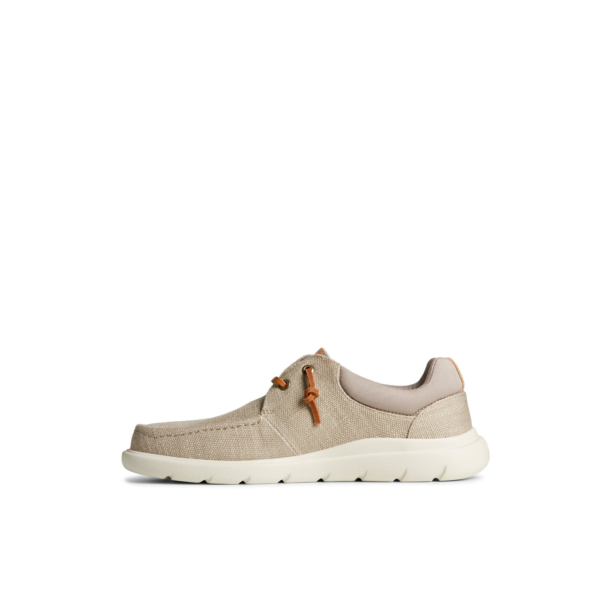 Side view of Medium Beige Captain's Moc Hemp Slip On Boat Shoes
