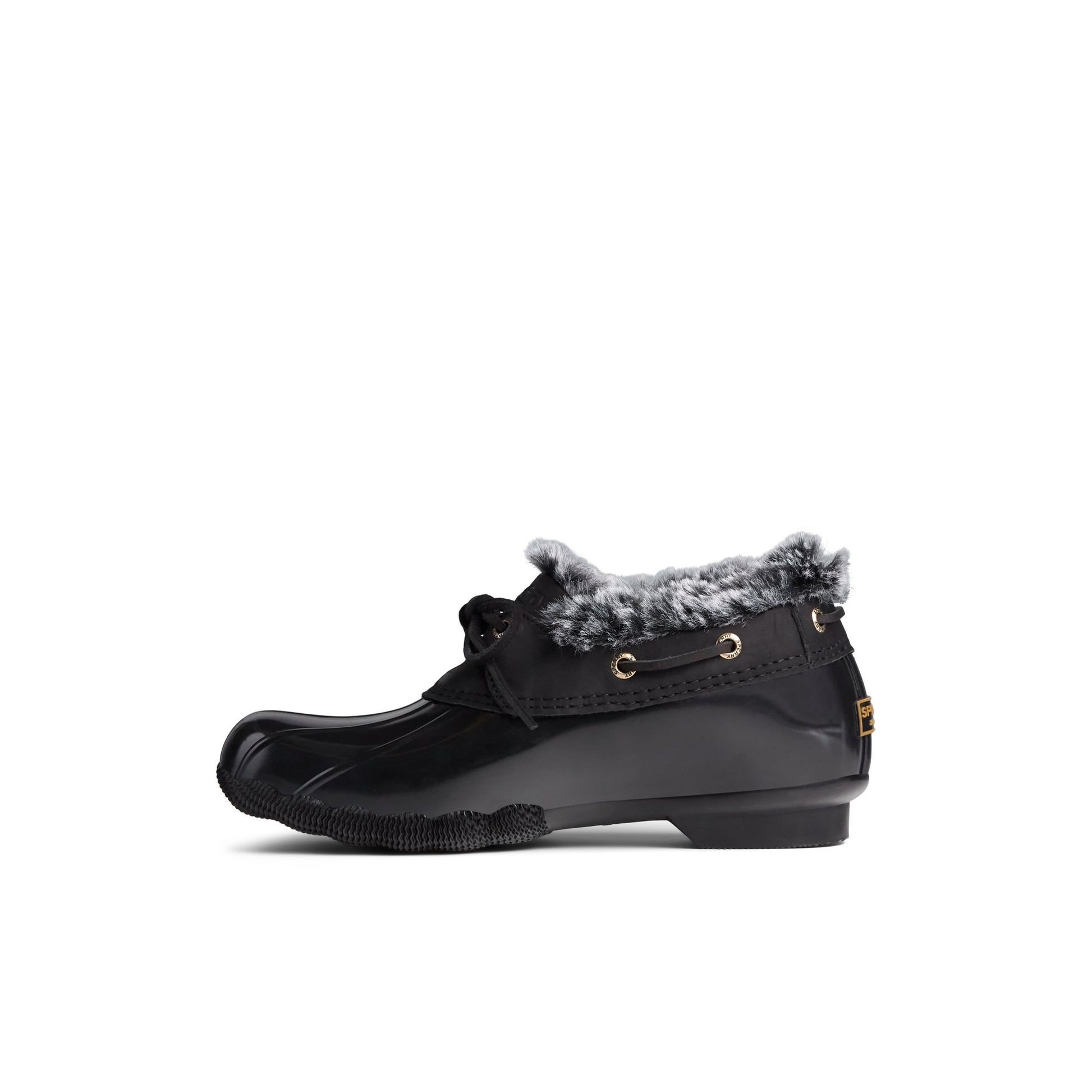 Side view of Black Saltwater 1-Eye Cozy Duck Boot Duck Boots