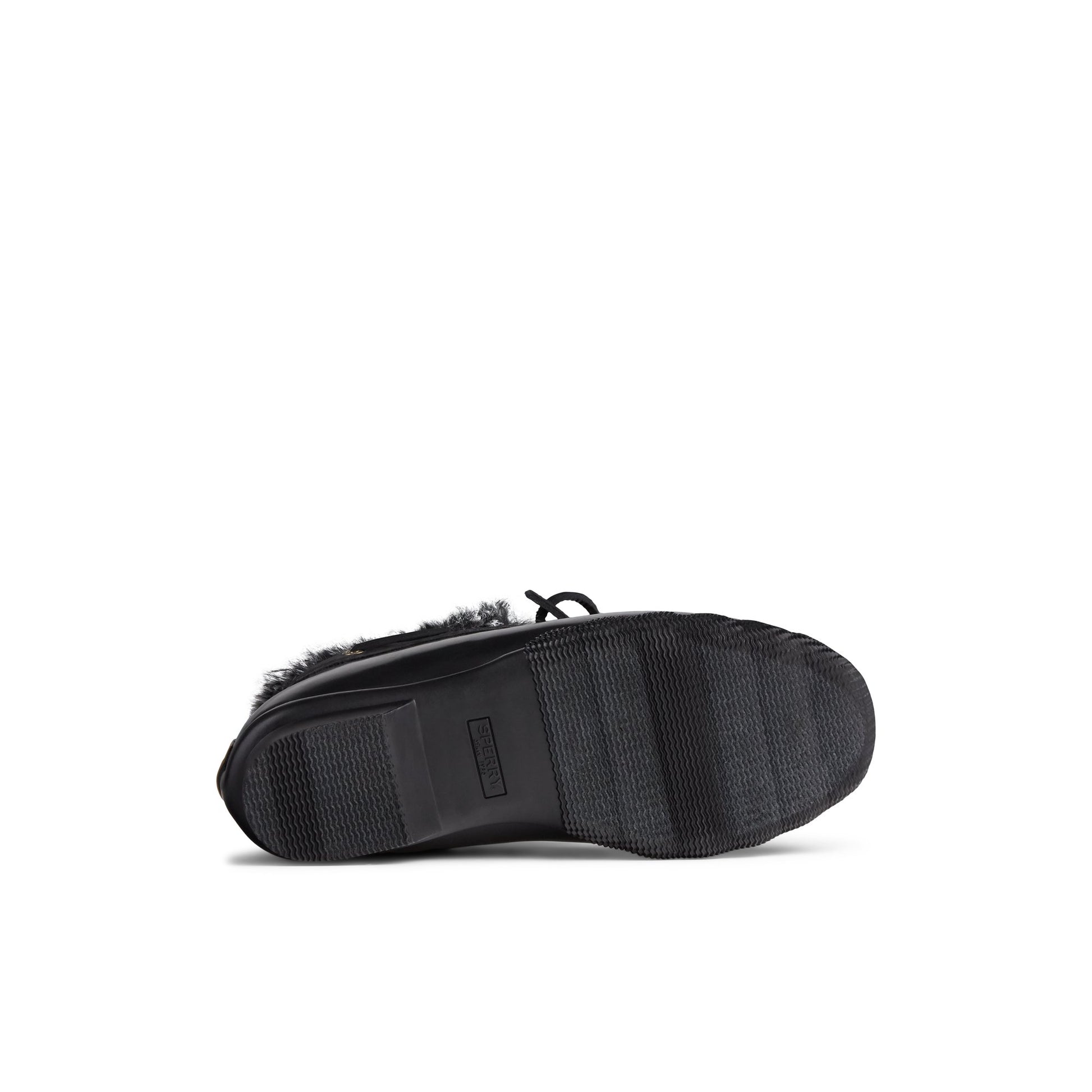 View of Black Saltwater 1-Eye Cozy Duck Boot Duck Boots's sole