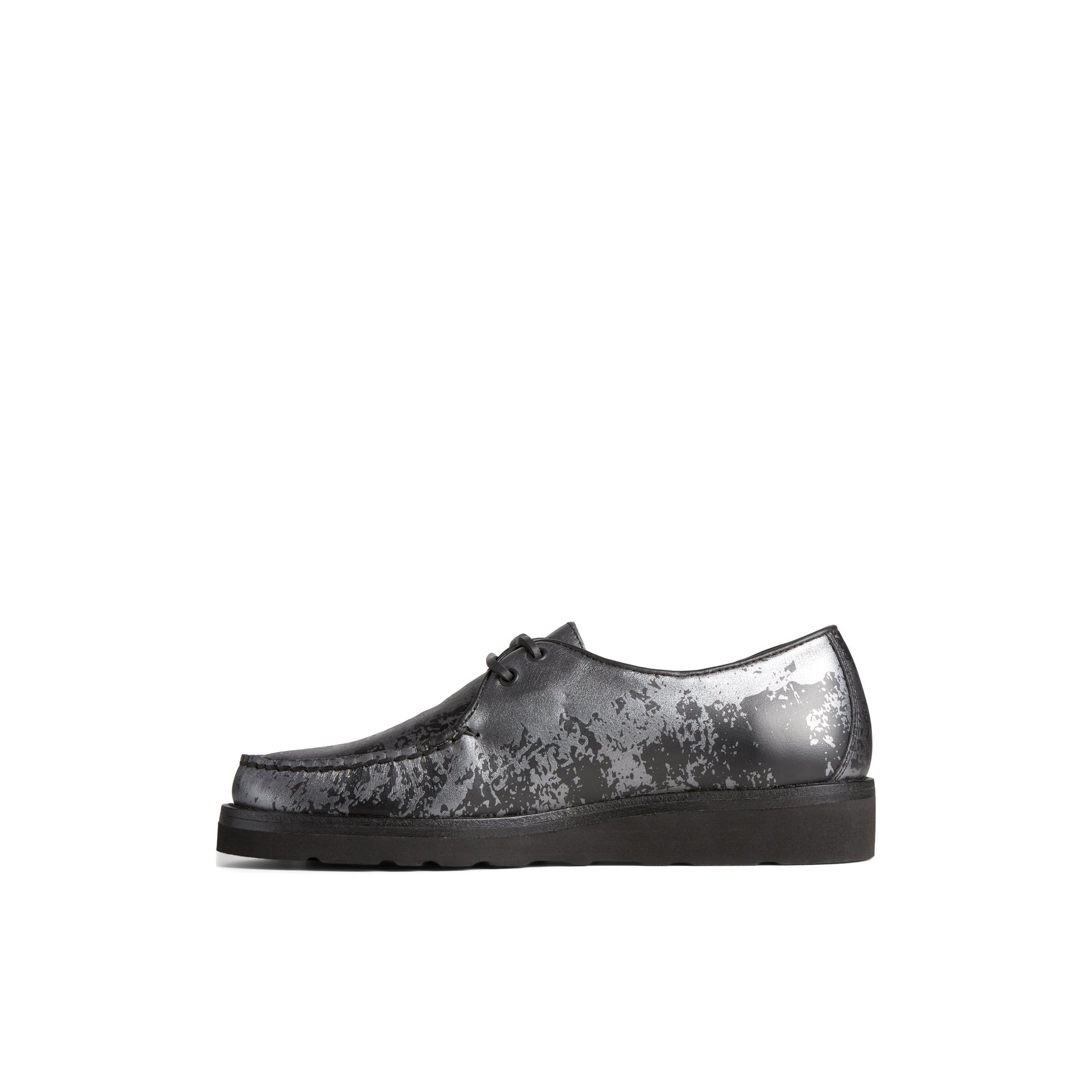 Side view of Silver Unisex Sperry x Pleasures Captain's Oxford