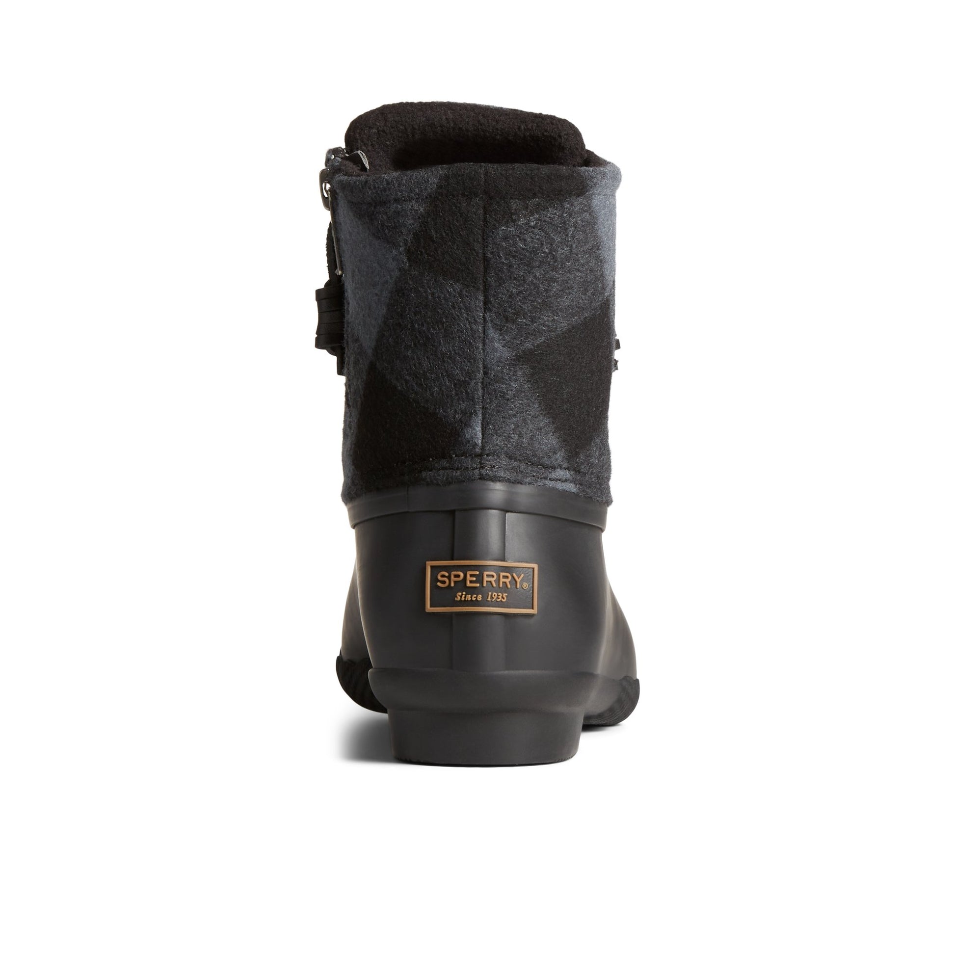 Close-up of the Black Saltwater™ Buffalo Check Duck Boot Duck Boots