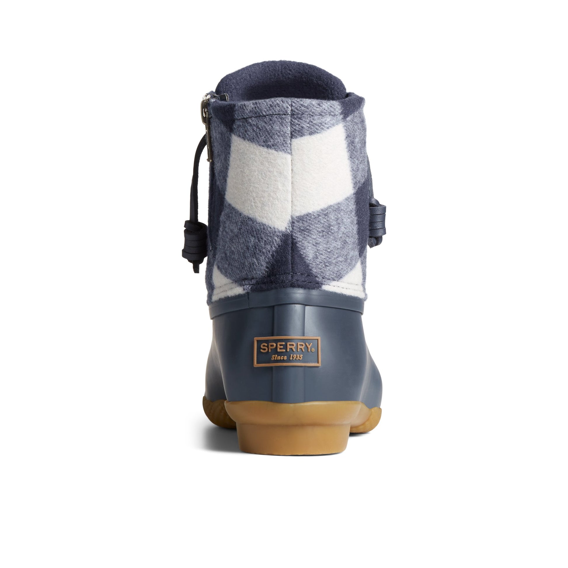 Close-up of the Navy Saltwater™ Buffalo Check Duck Boot Duck Boots