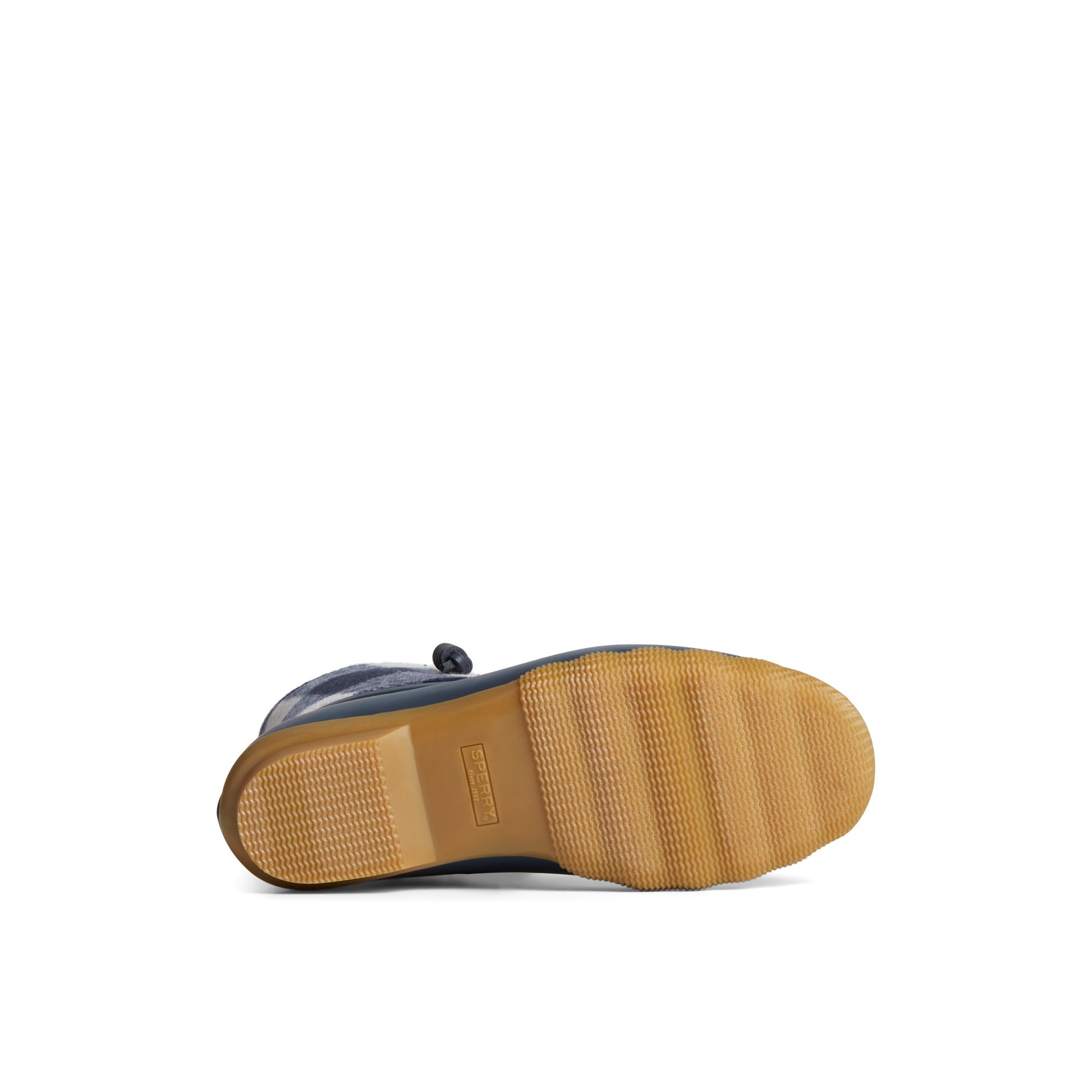 View of Navy Saltwater™ Buffalo Check Duck Boot Duck Boots's sole