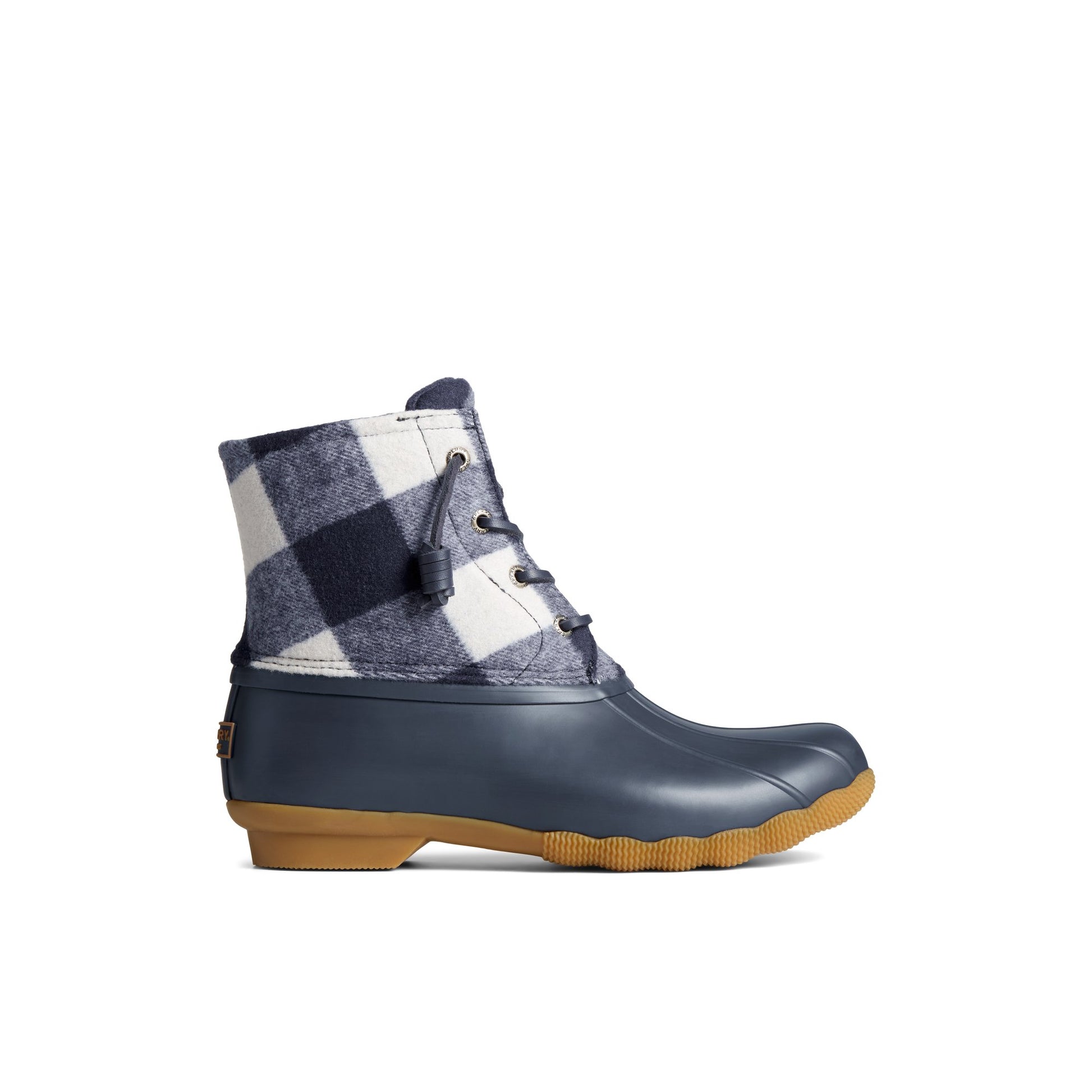 Main View of Navy Saltwater™ Buffalo Check Duck Boot Duck Boots for Womens