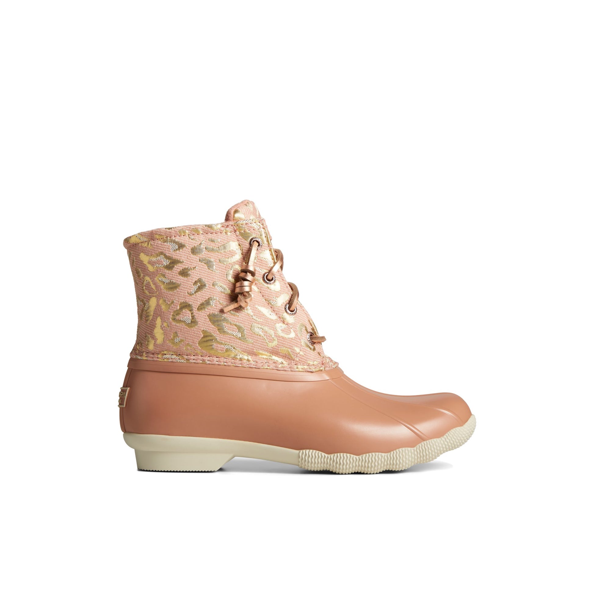 Main View of Medium Pink Saltwater Metallic Jacquard Duck Boot Duck Boots for Womens