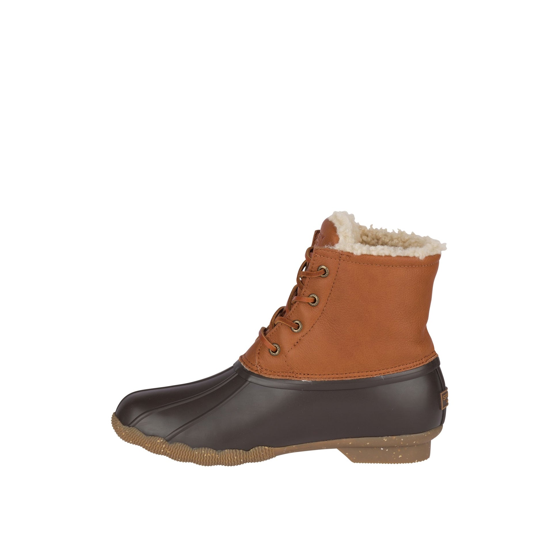 Side view of Medium Beige Saltwater Luxe Leather Thinsulate™ Duck Boot Winter Duck Boots