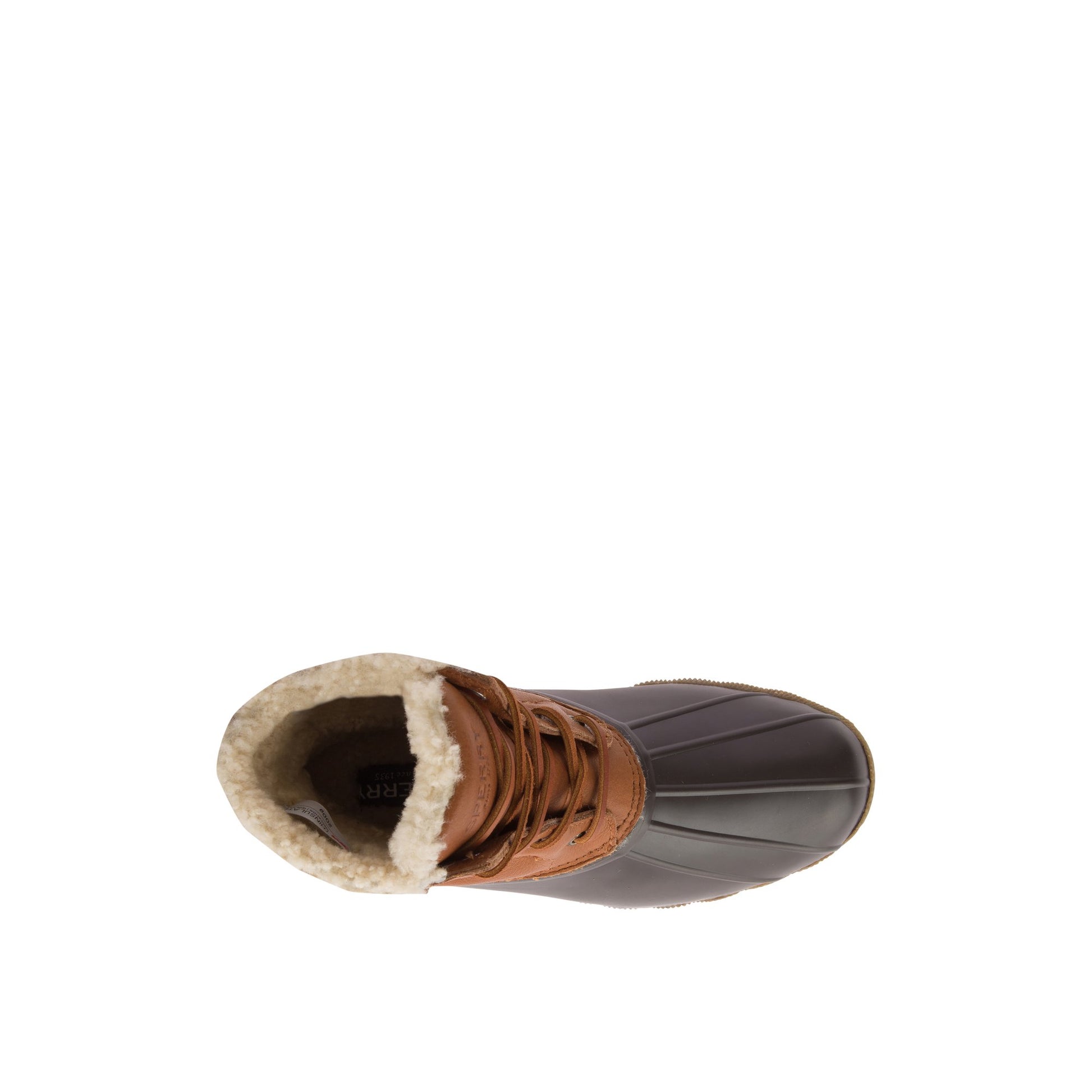 Top-down view of the Medium Beige Saltwater Luxe Leather Thinsulate™ Duck Boot Winter Duck Boots
