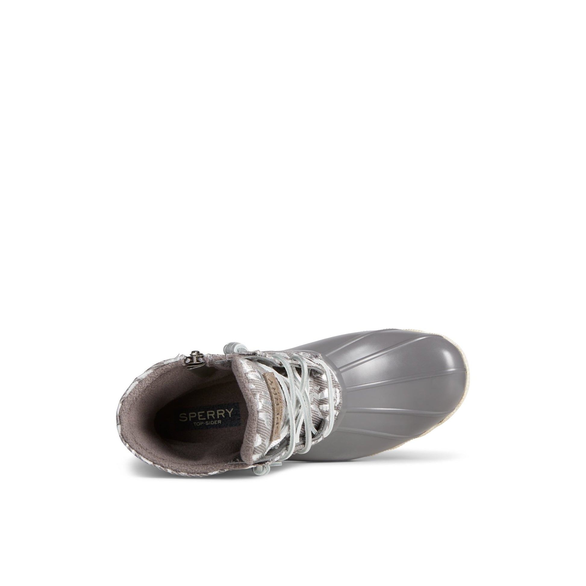 Top-down view of the Silver Saltwater™ Metallic Jacquard Duck Boot Duck Boots