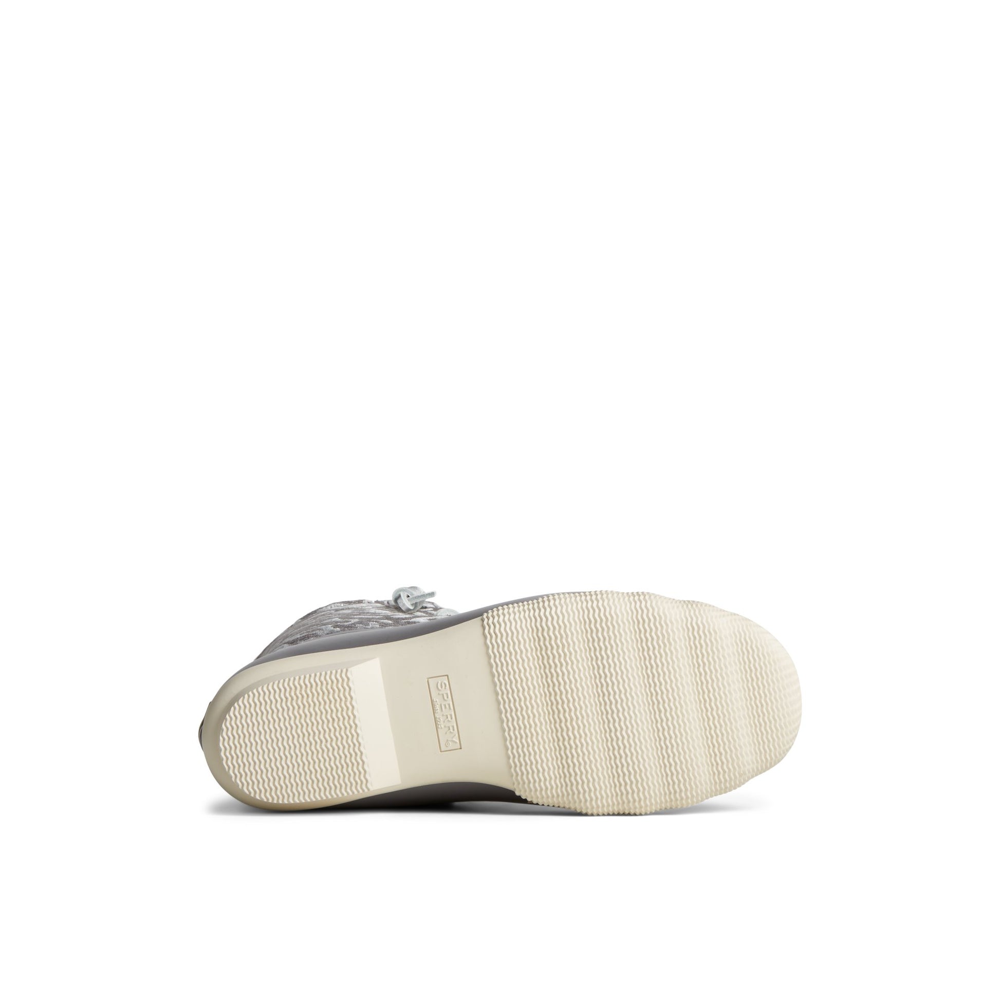View of Silver Saltwater™ Metallic Jacquard Duck Boot Duck Boots's sole