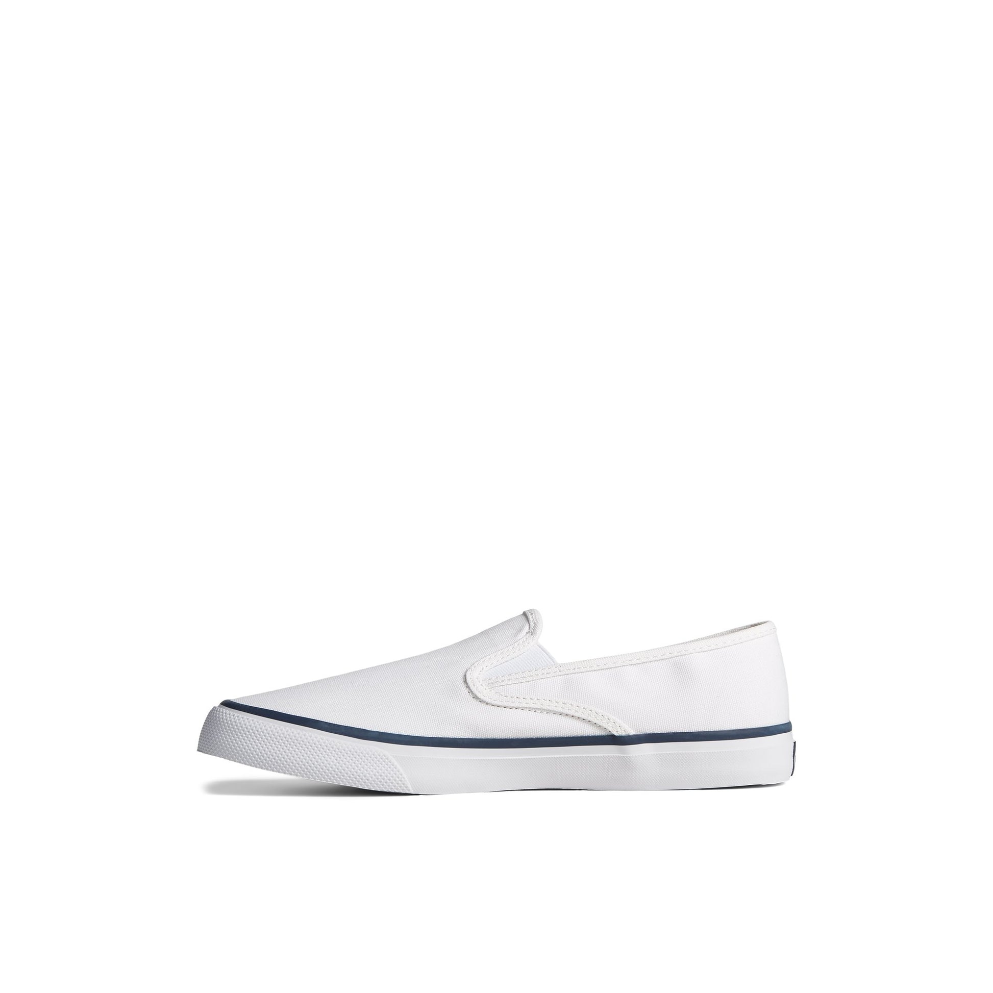 Side view of White Unisex Cloud Slip On Deck Sneaker