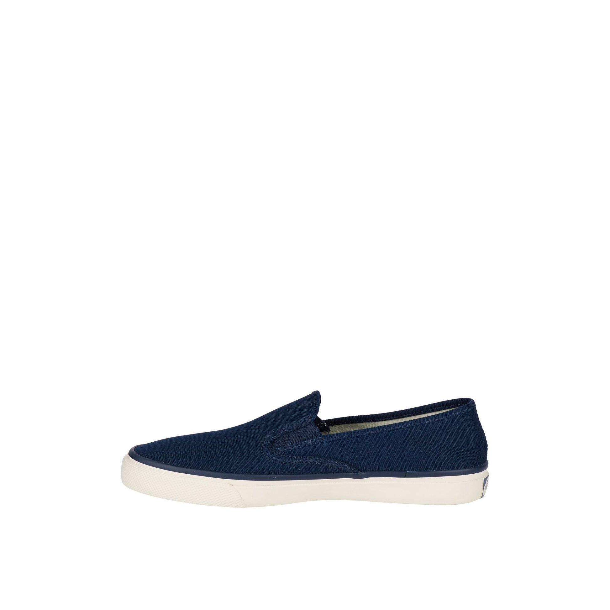 Side view of Navy Unisex Cloud Slip On Deck Sneaker