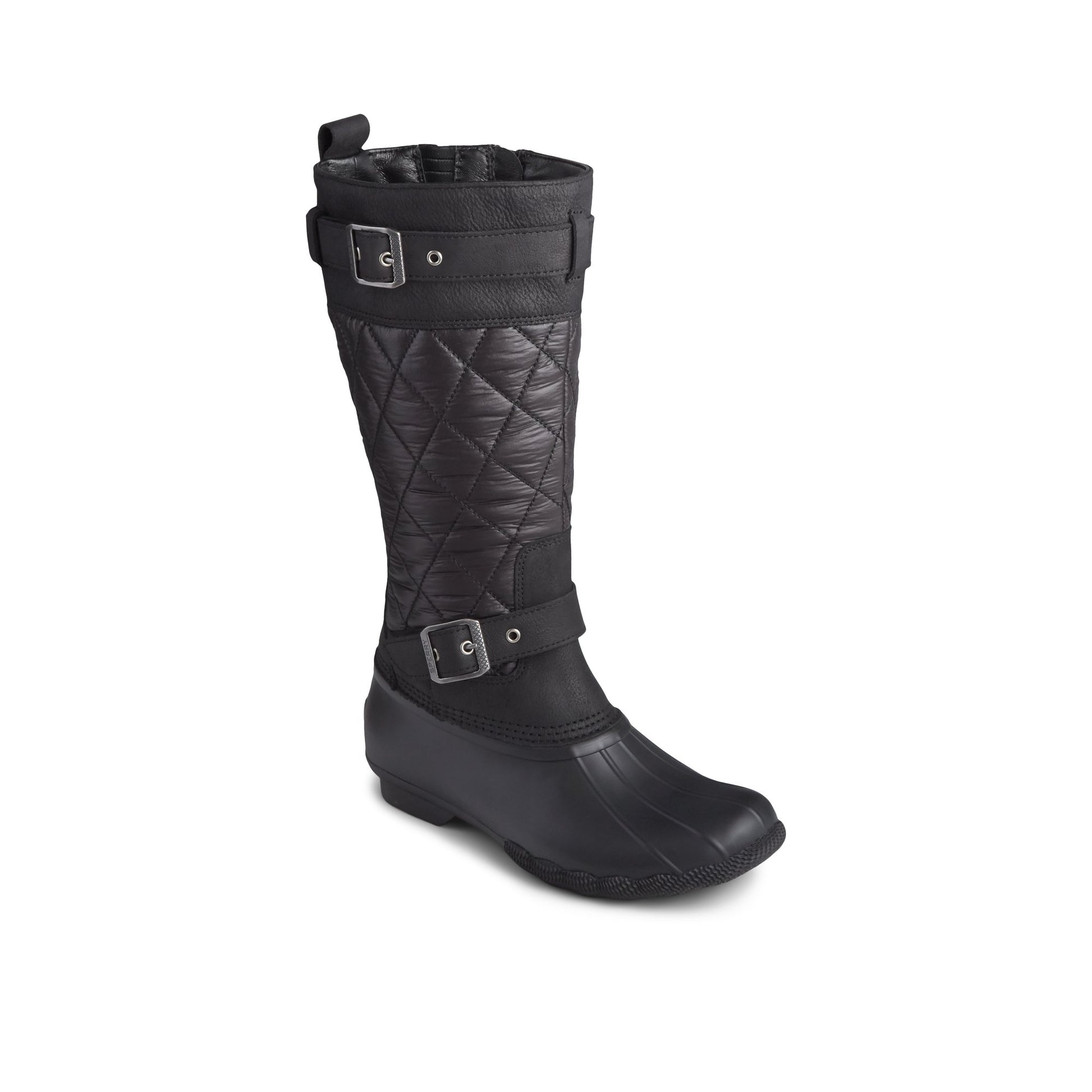 Three-quarter angle of Black Saltwater™ Tall Nylon Duck Boot Duck Boots's front side