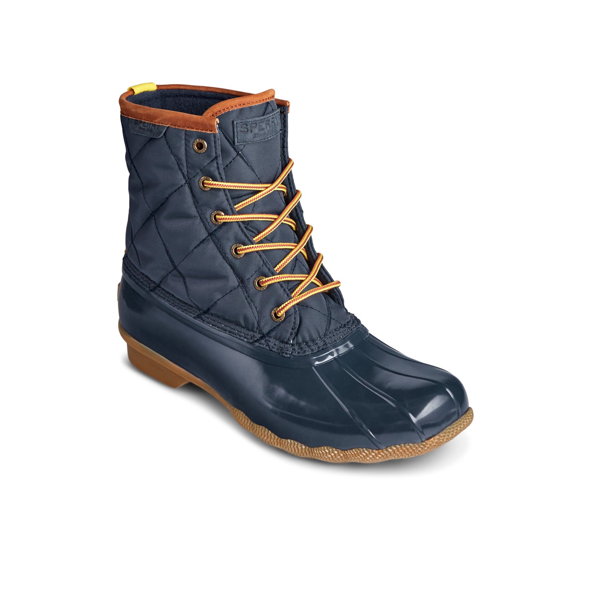 Three-quarter angle of Navy Saltwater Nylon Duck Boot Duck Boots's front side