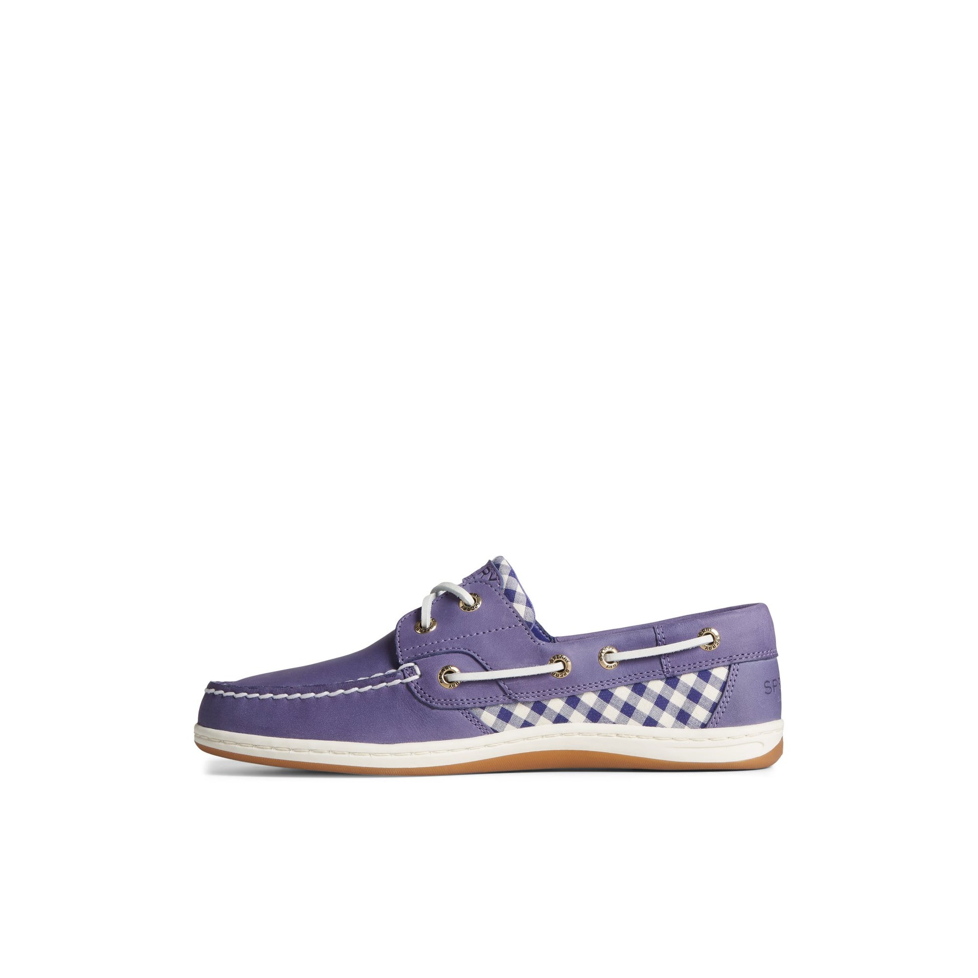Side view of Blue Koifish Gingham Boat Shoe Boat Shoes