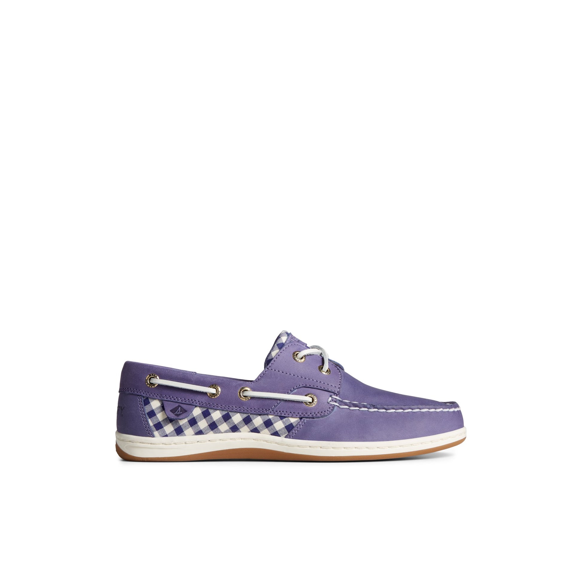 Main View of Blue Koifish Gingham Boat Shoe Boat Shoes for Womens