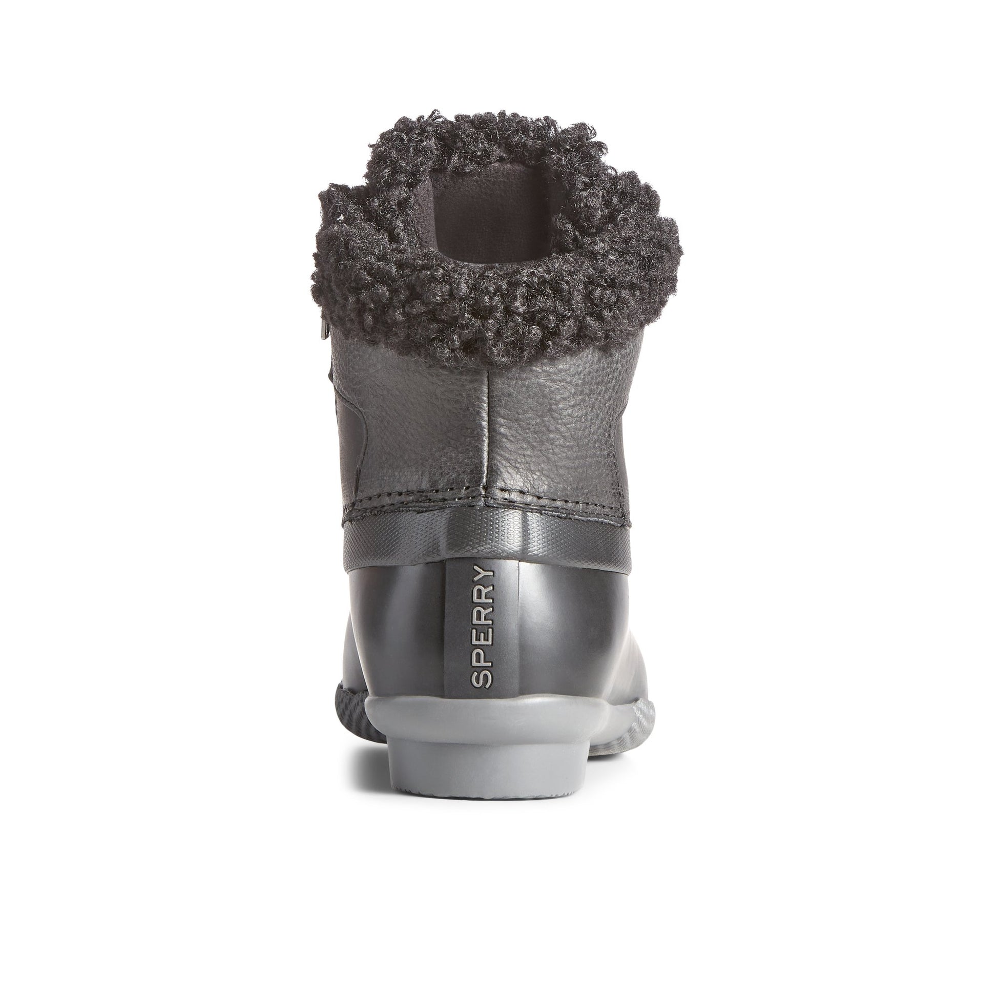 Close-up of the Black Saltwater Alpine Leather Duck Boot Winter Duck Boots
