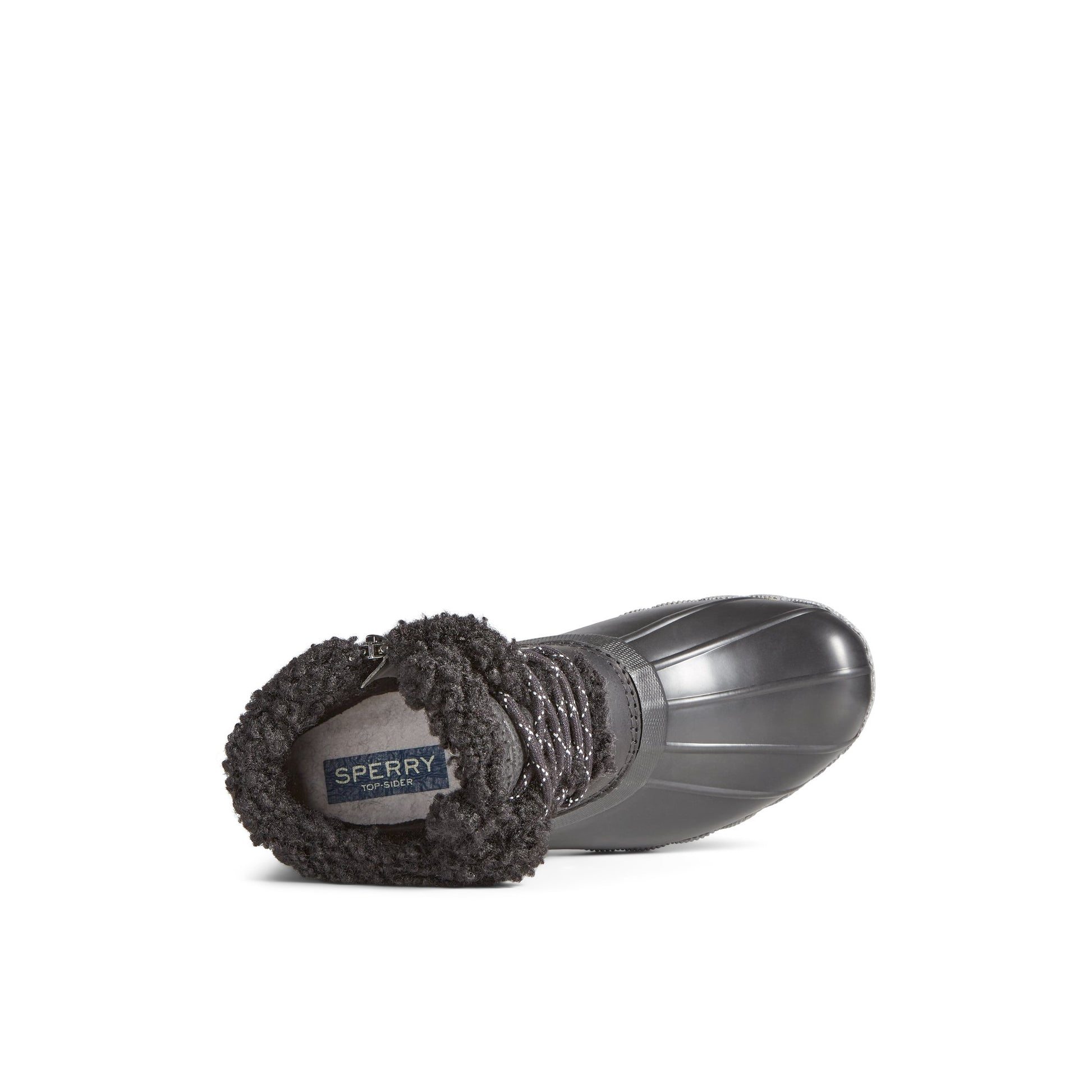 Top-down view of the Black Saltwater Alpine Leather Duck Boot Winter Duck Boots