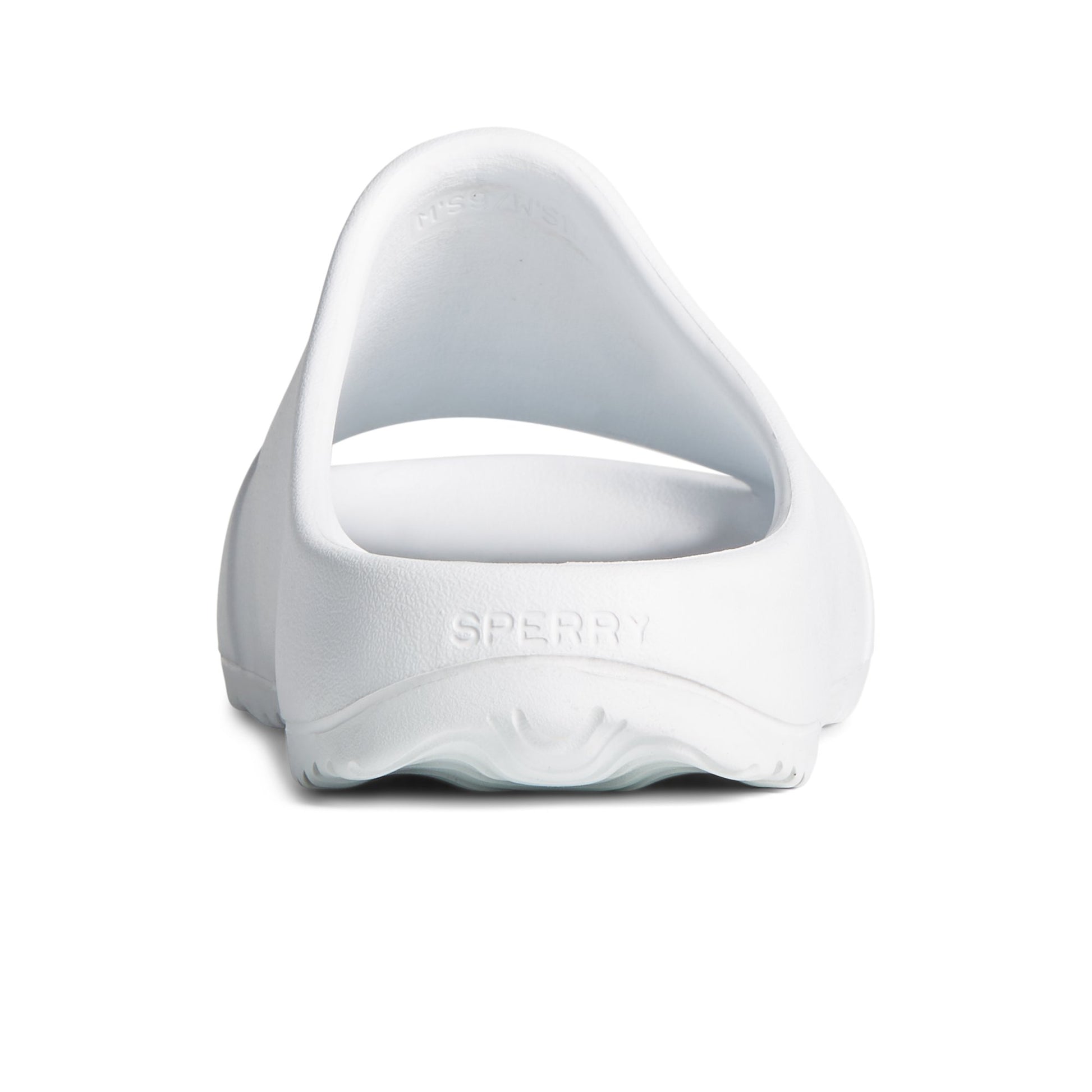 Close-up of the White Float Slide Sandal