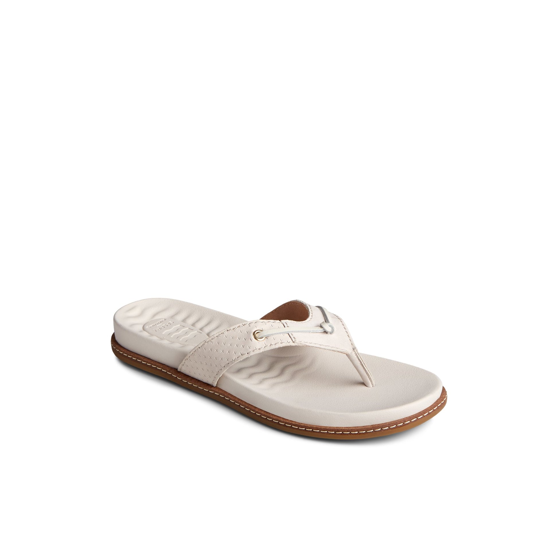 Three-quarter angle of Bone Waveside PLUSHWAVE™ Flip Flop Double Strap Sandals's front side