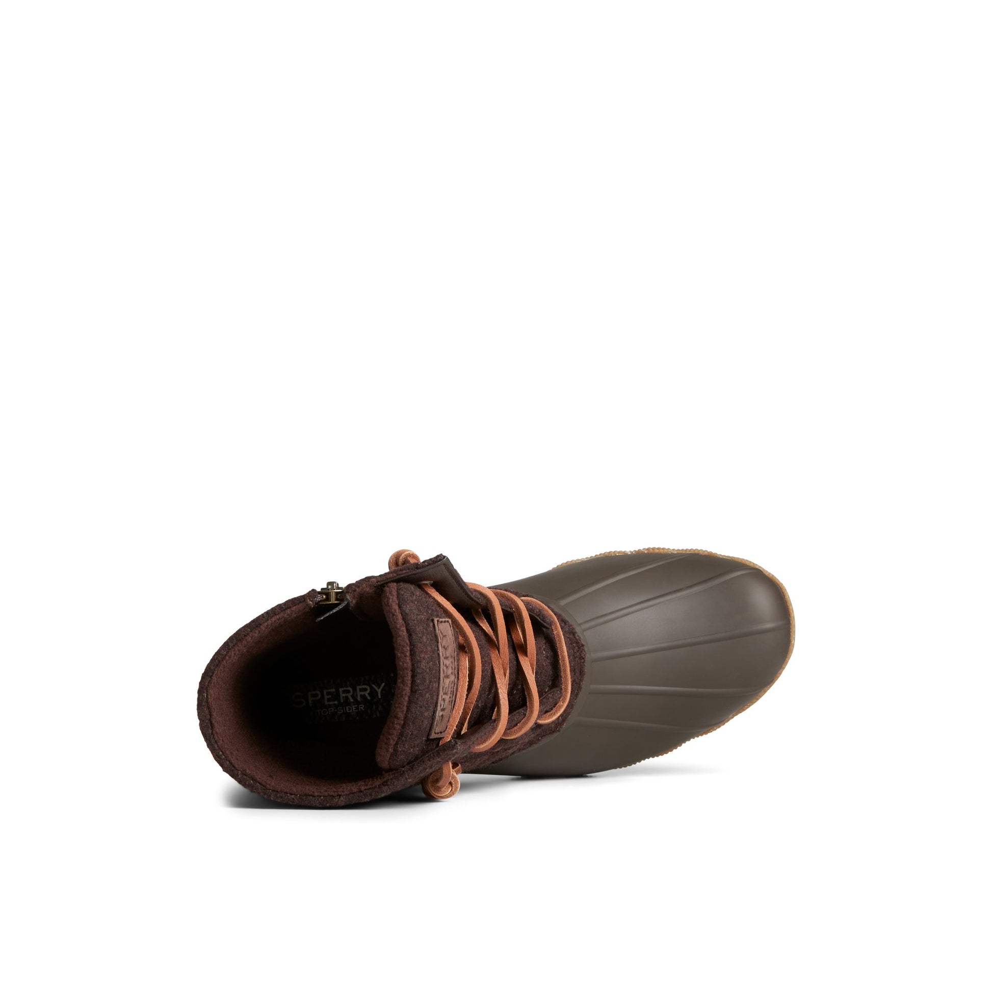 Top-down view of the Medium Brown Saltwater™ Chevron Wool Duck Boot Duck Boots