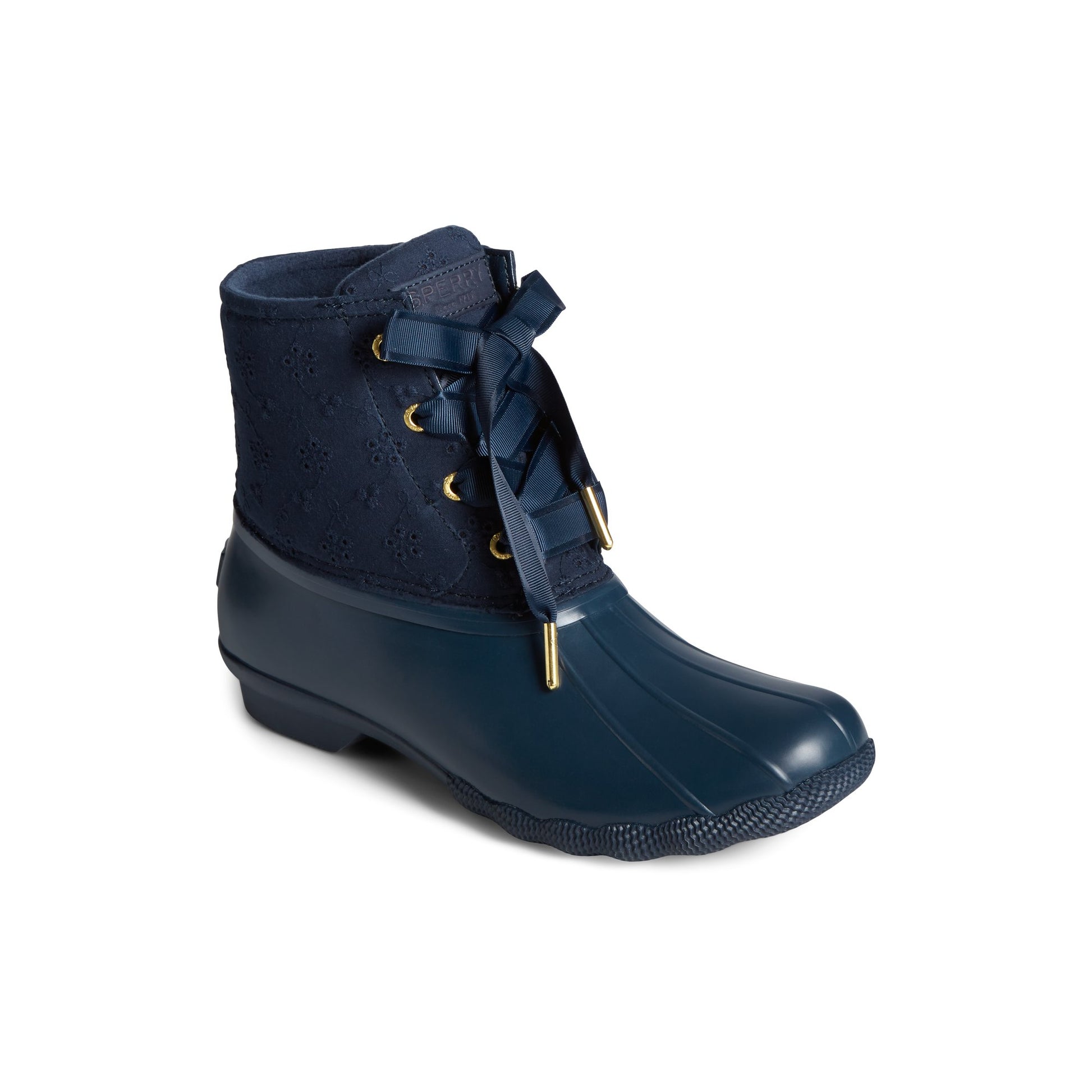Three-quarter angle of Navy Saltwater™ Eyelet Duck Boot Duck Boots's front side