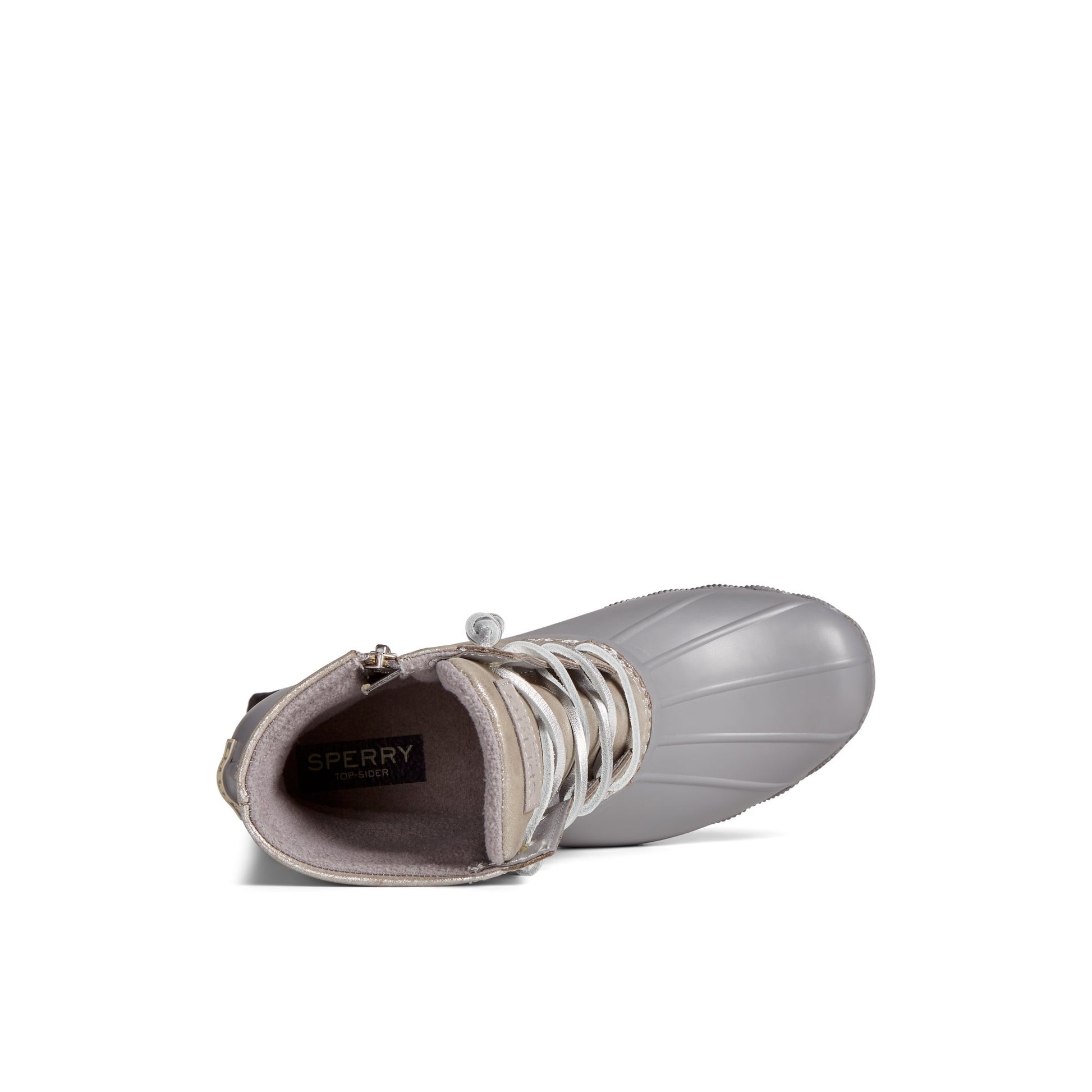 Top-down view of the Silver Saltwater™ Metallic Leather Duck Boot Duck Boots