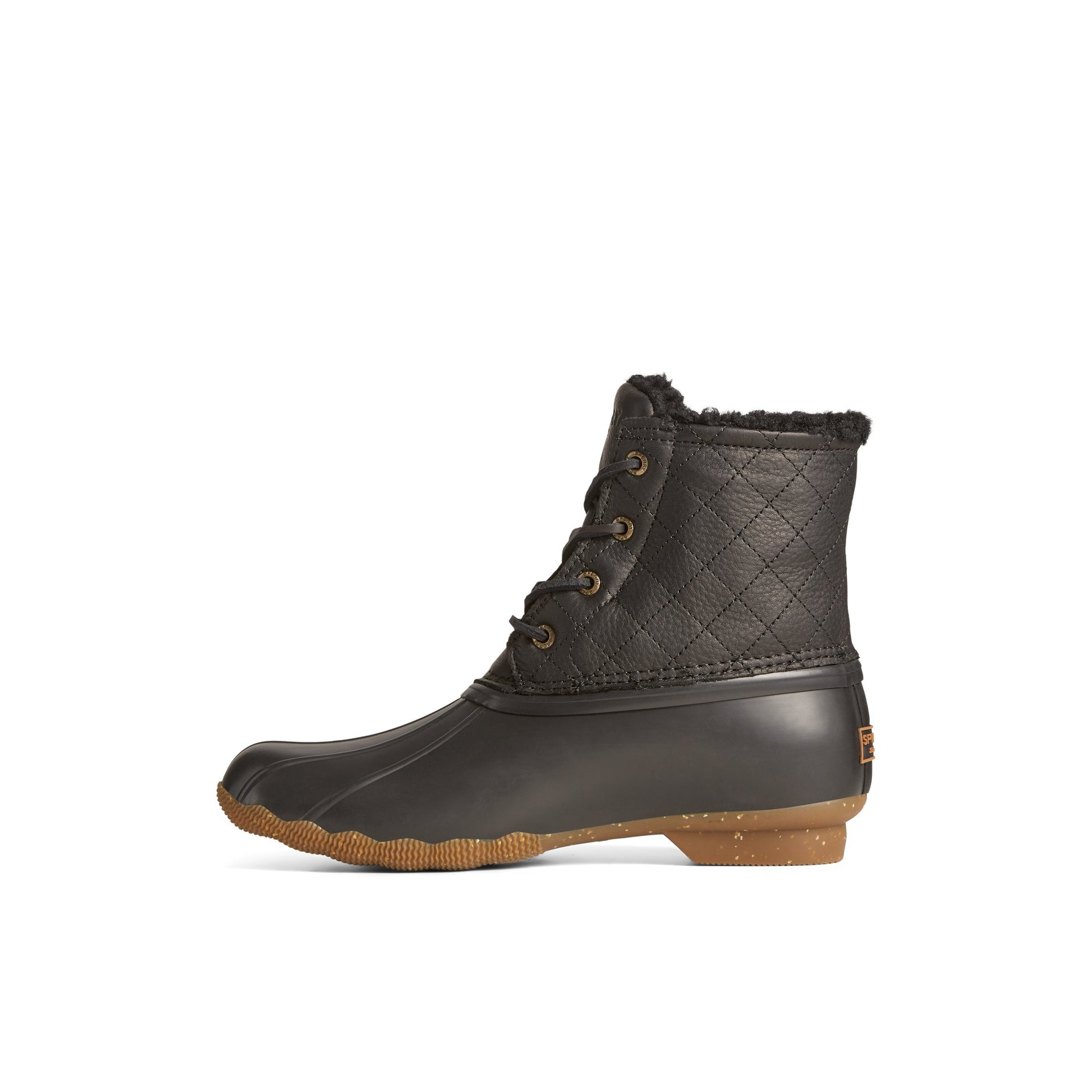 Side view of Black Saltwater™ Luxe Leather Thinsulate™ Duck Boot Duck Boots