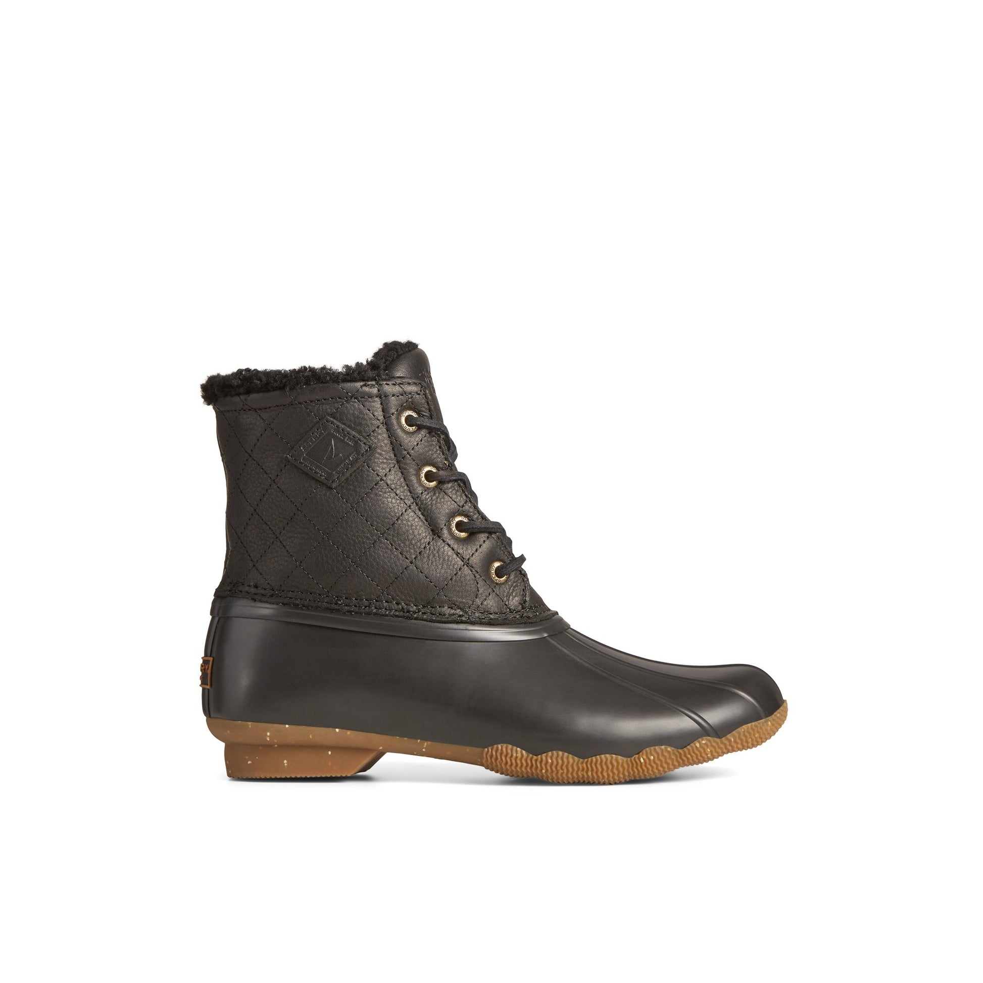 Main View of Black Saltwater™ Luxe Leather Thinsulate™ Duck Boot Duck Boots for Womens