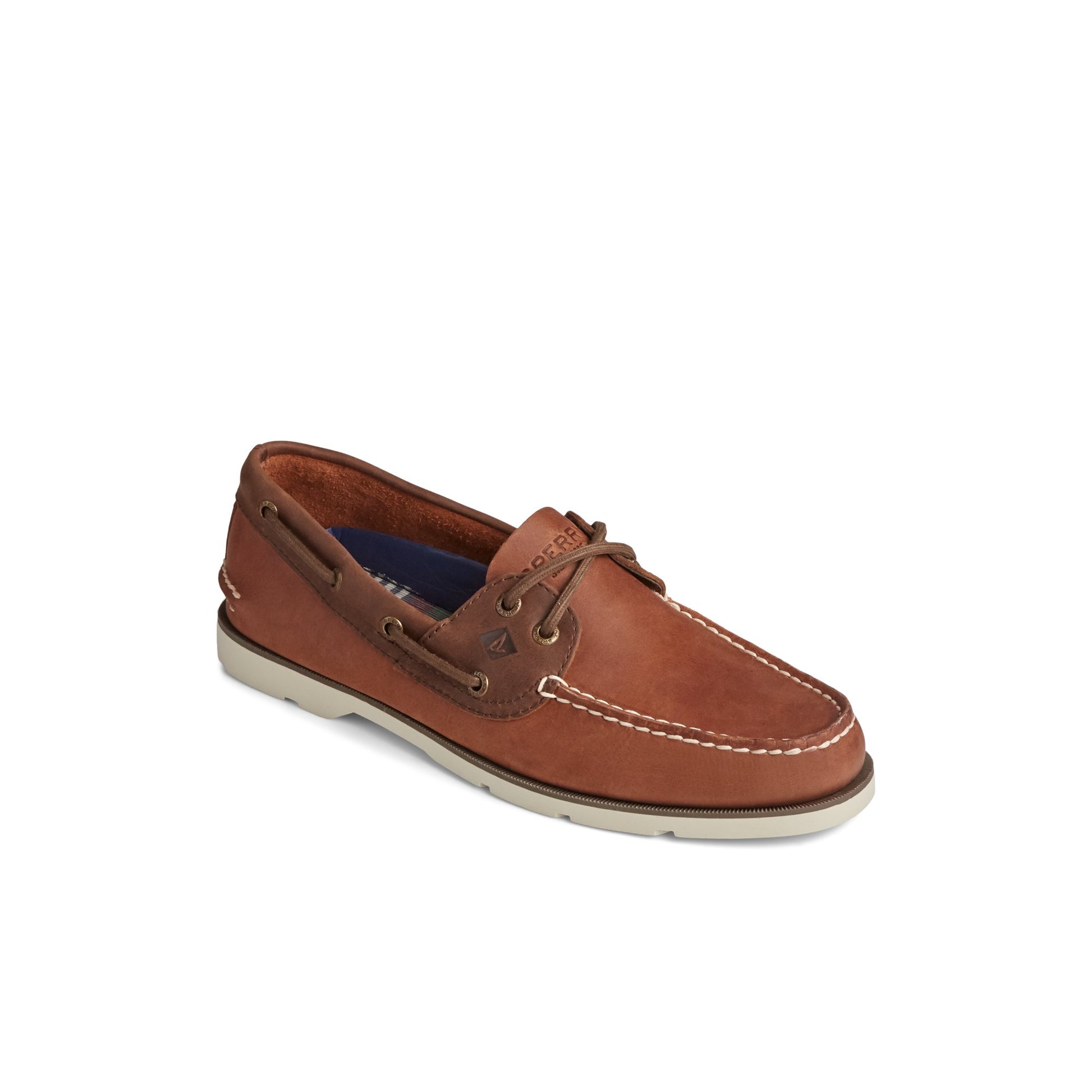 Three-quarter angle of Medium Beige Leeward Two-Tone Boat Shoe Boat Shoes's front side