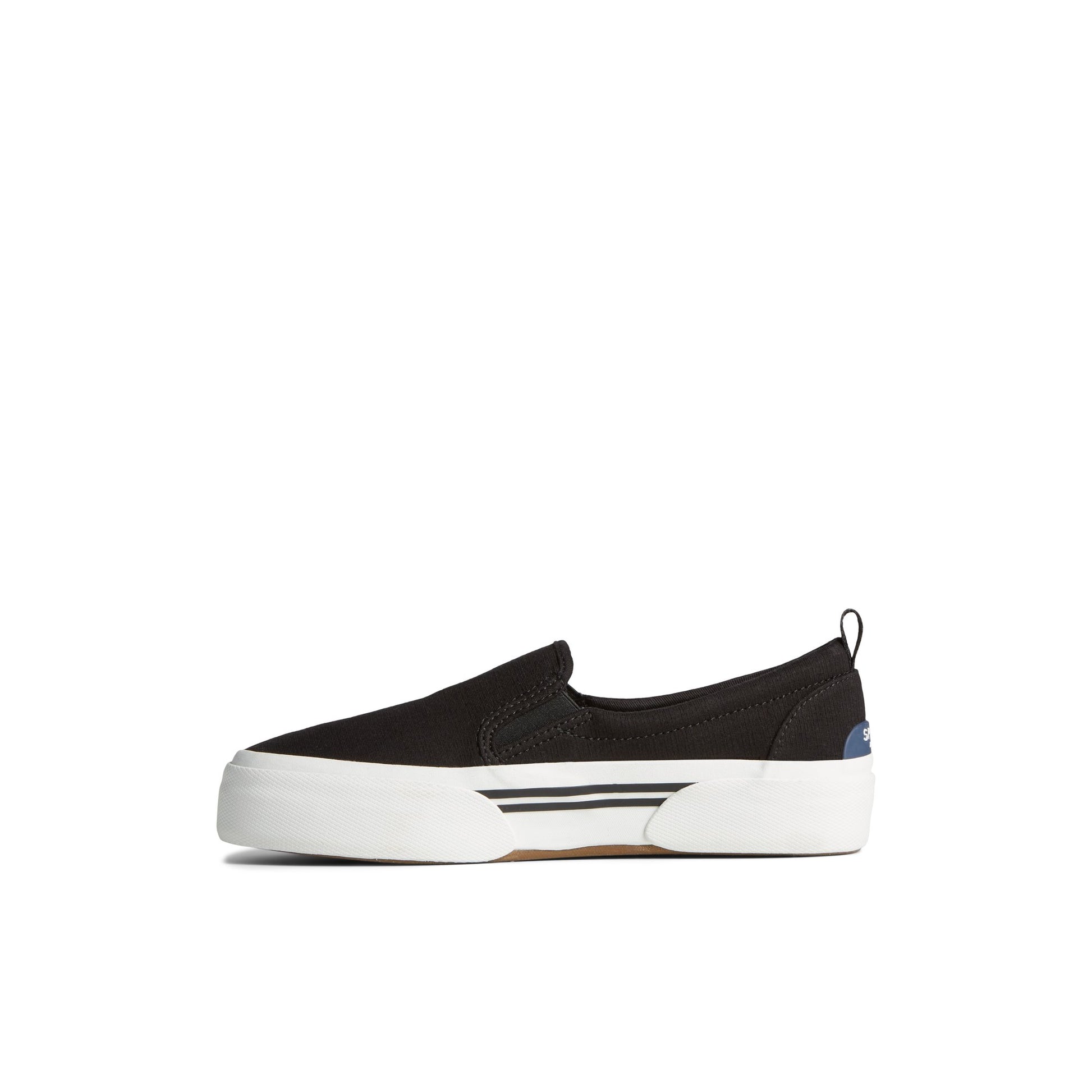 Side view of Black Pier Wave Platform Slip On Sneaker