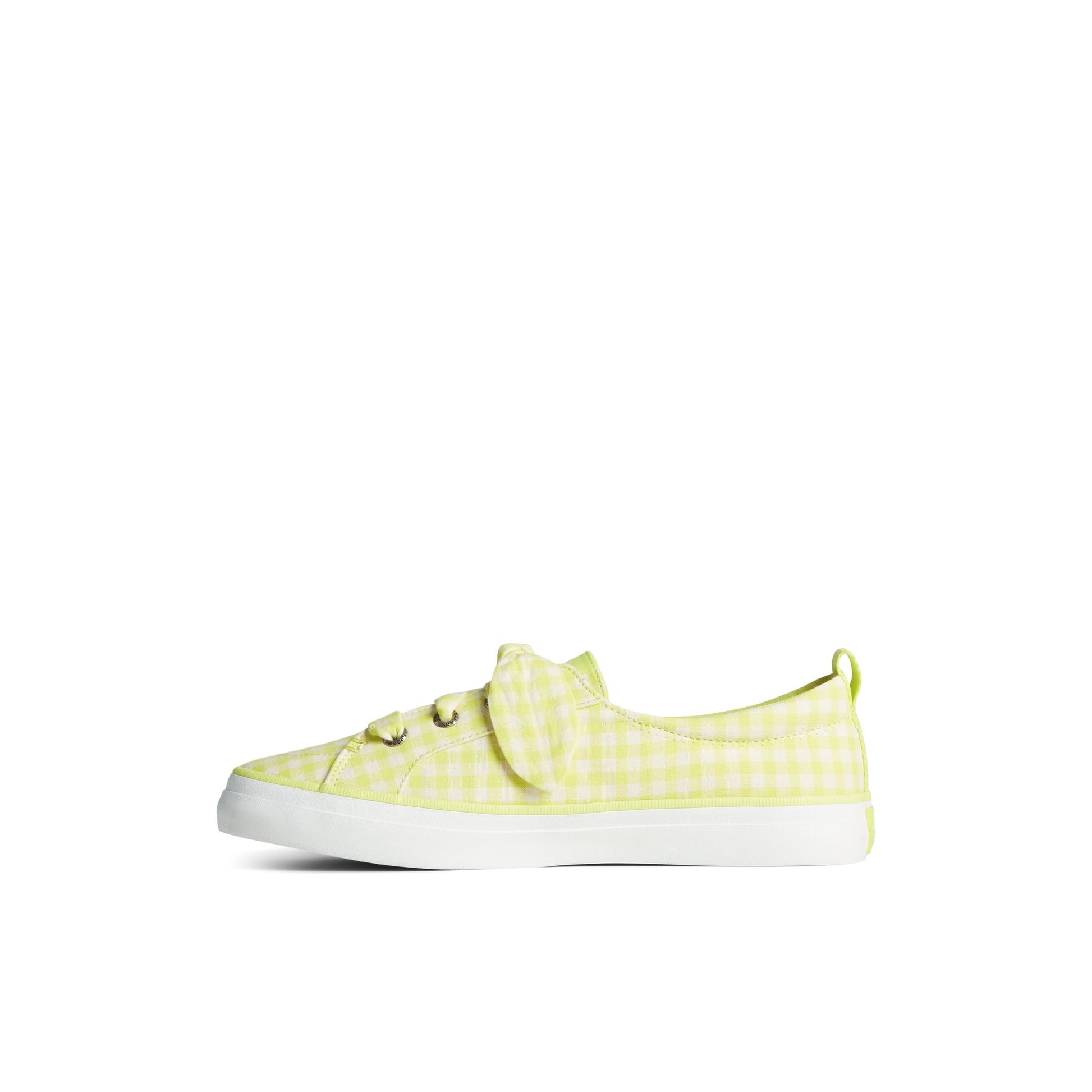 Side view of Light Green Crest Vibe Gingham Sneaker