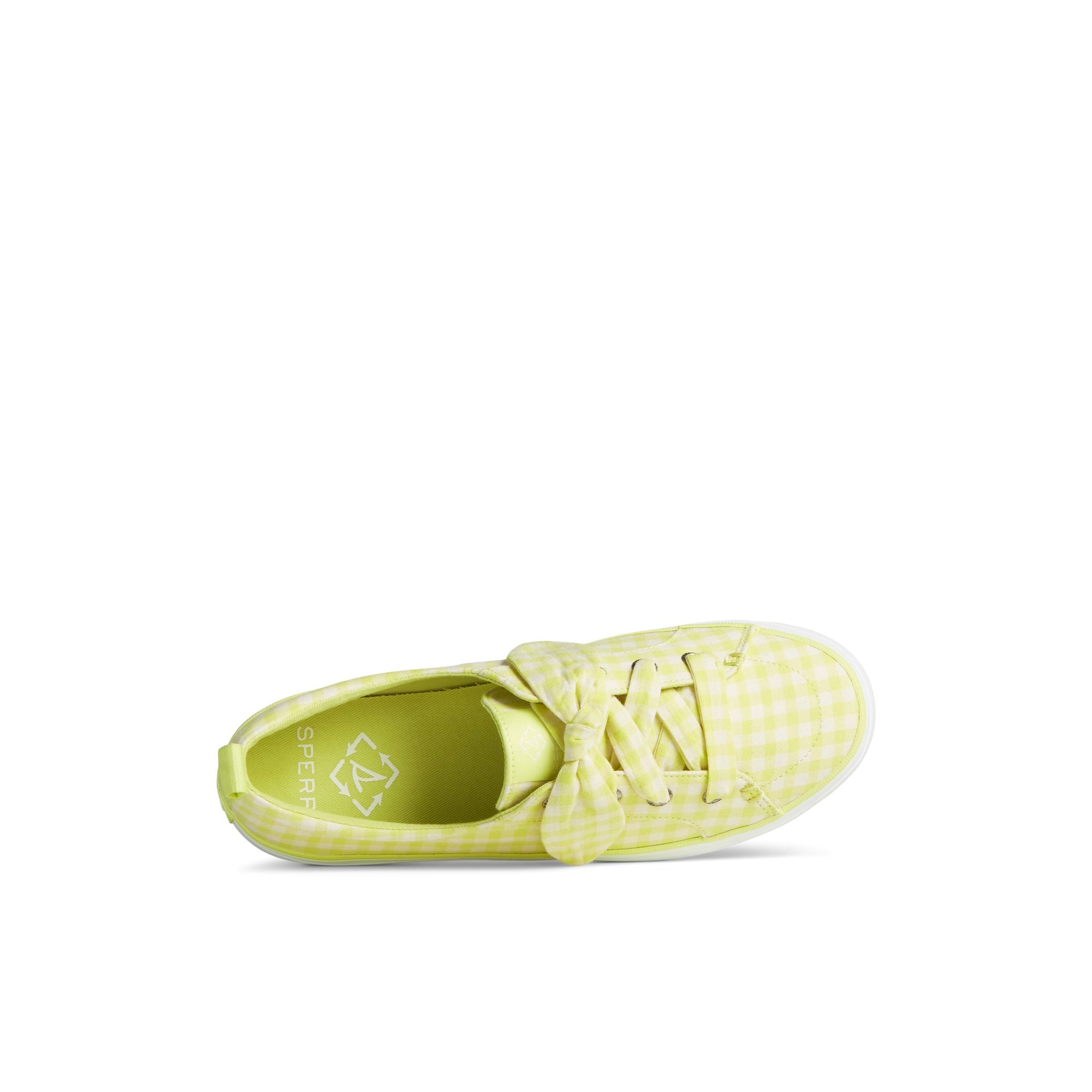 Top-down view of the Light Green Crest Vibe Gingham Sneaker