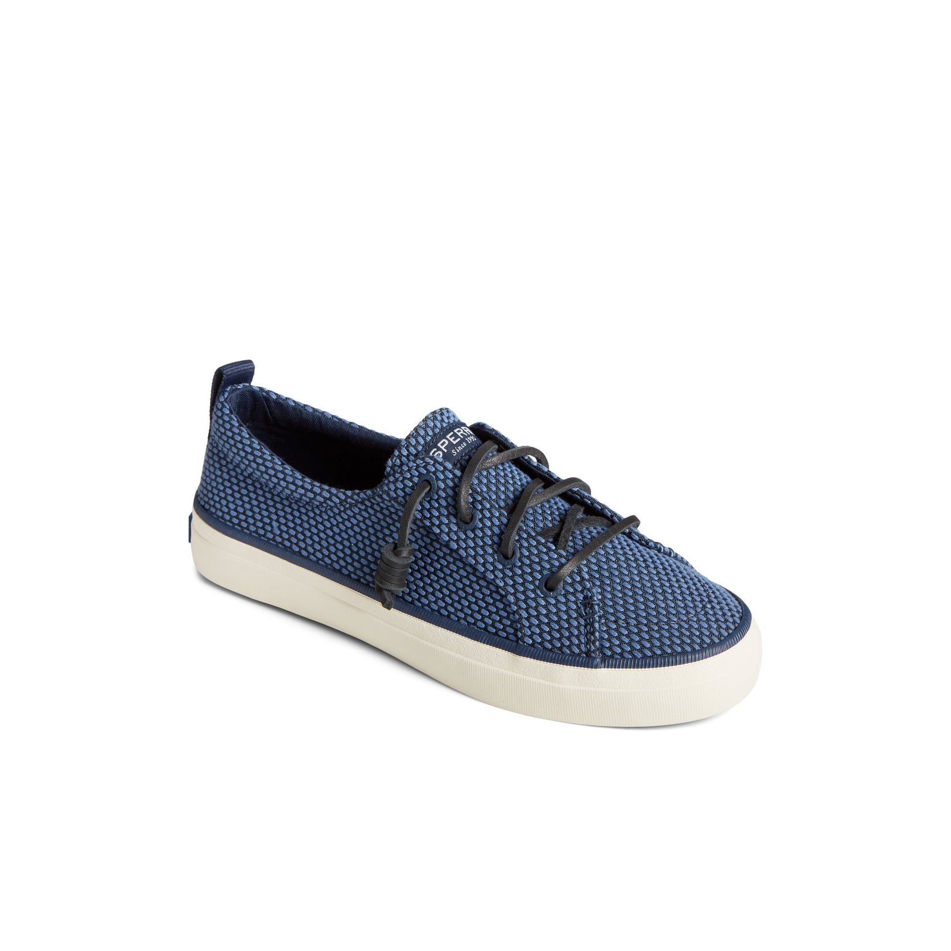 Three-quarter angle of Navy Crest Vibe Two-Tone sneaker 's front side