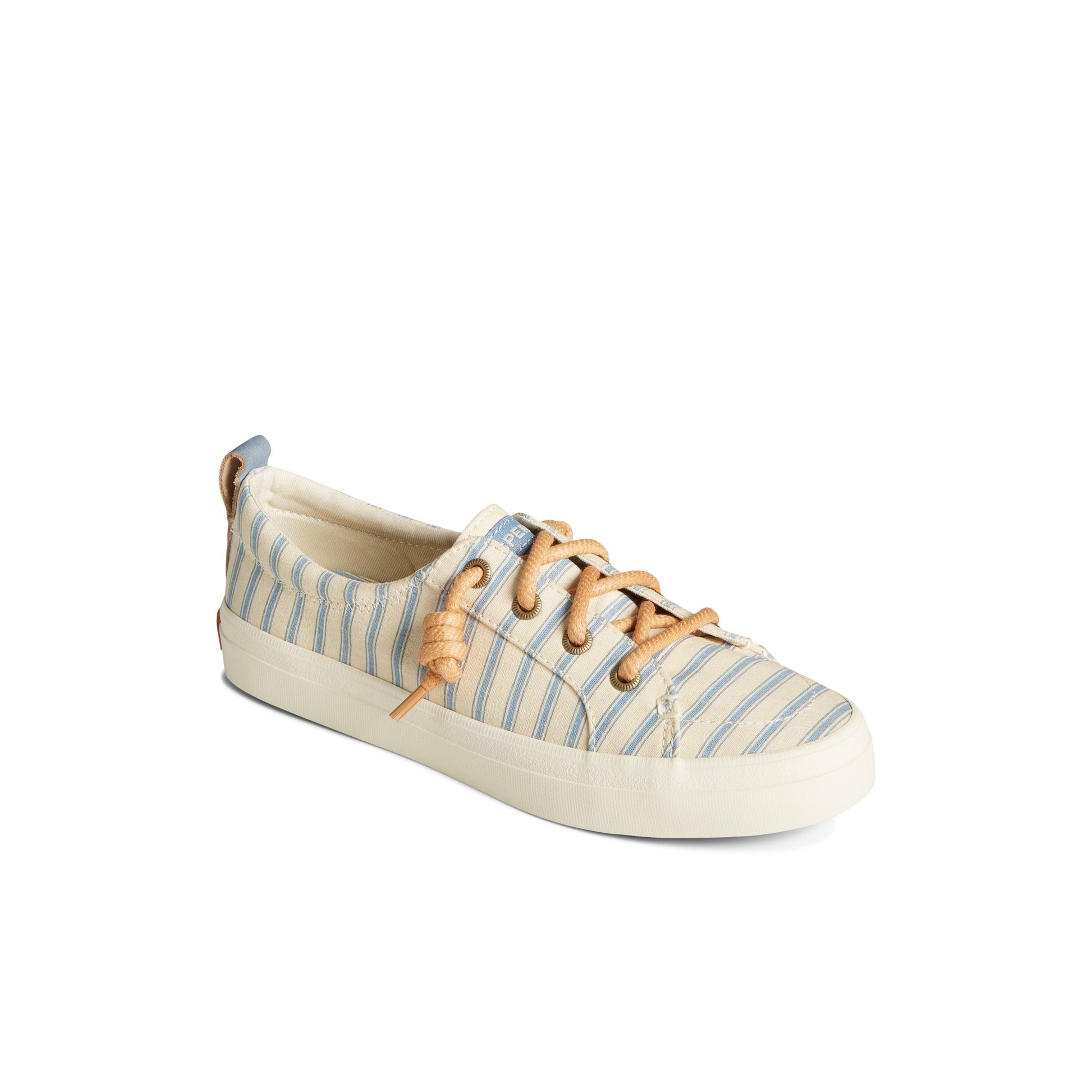 Three-quarter angle of White Crest Vibe Sneaker Vulcanized Sneaker Mule's front side