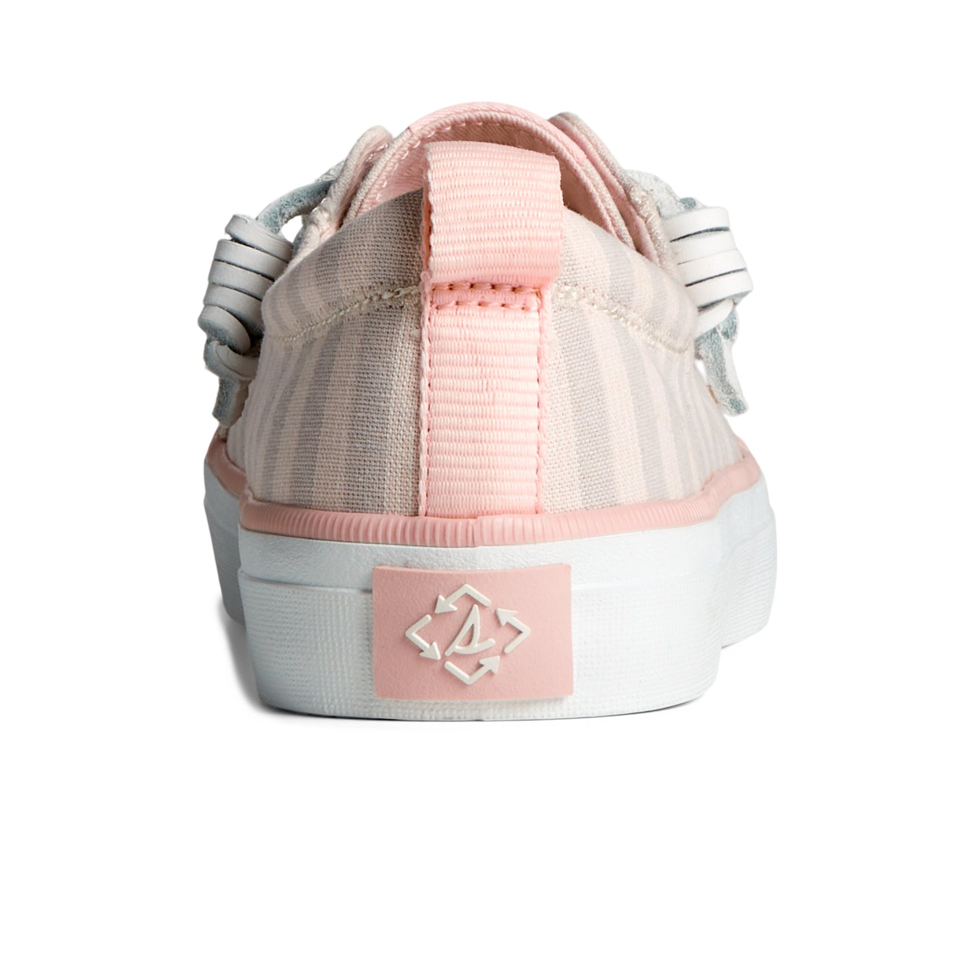 Close-up of the Grey SeaCycled™ Crest Vibe Striped Textile Sneaker