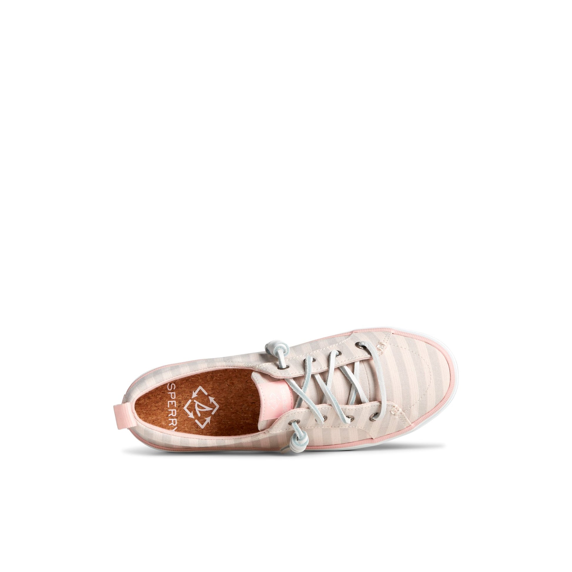 Top-down view of the Grey SeaCycled™ Crest Vibe Striped Textile Sneaker
