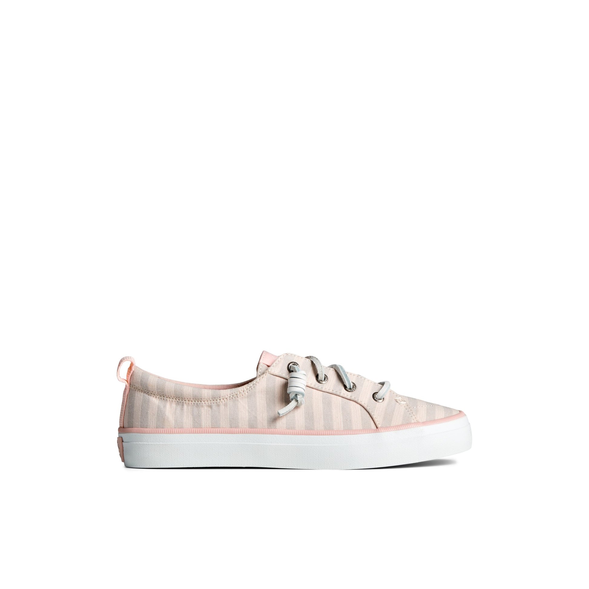 Main View of Grey SeaCycled™ Crest Vibe Striped Textile Sneaker  for Womens