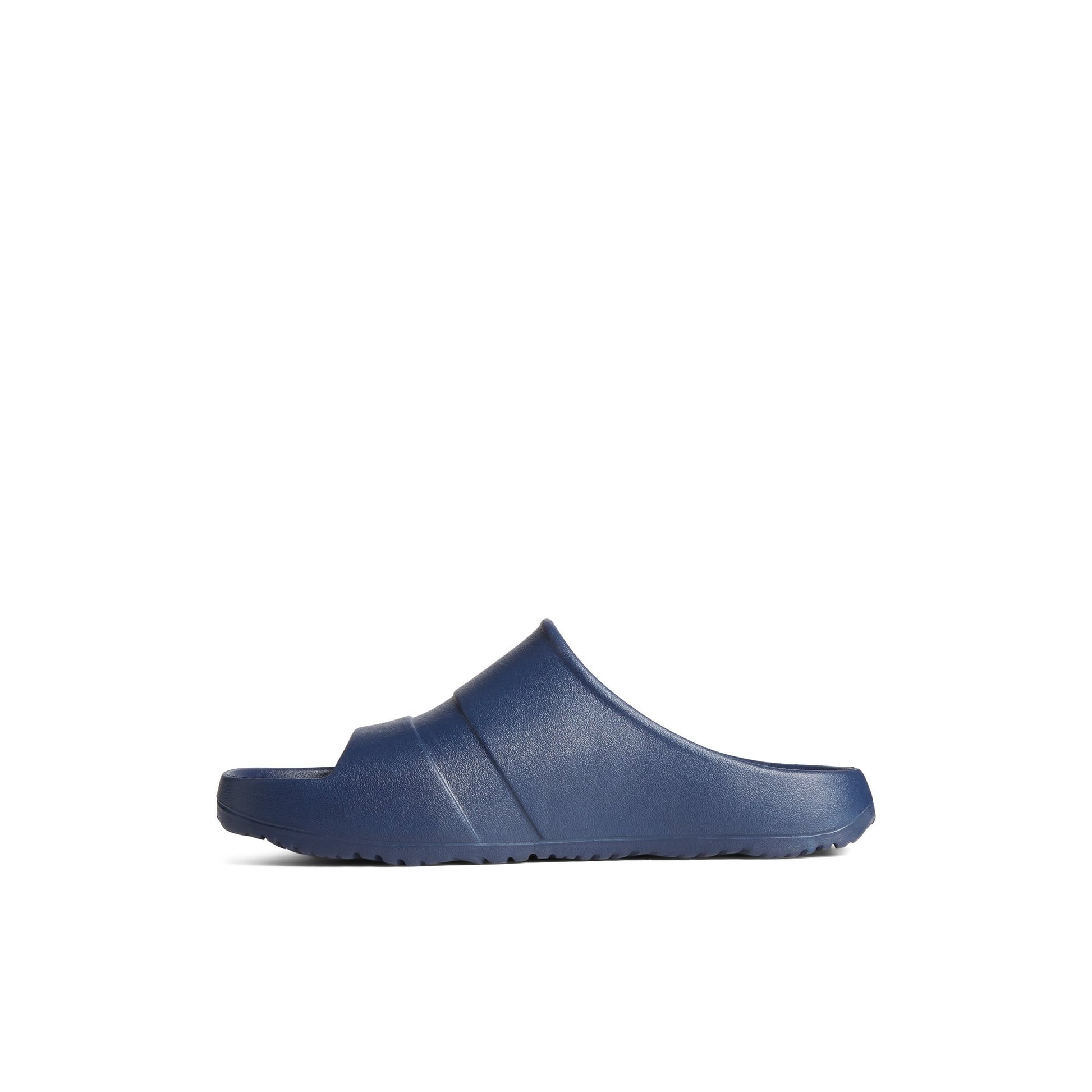 Side view of Navy Float Slide Sandal