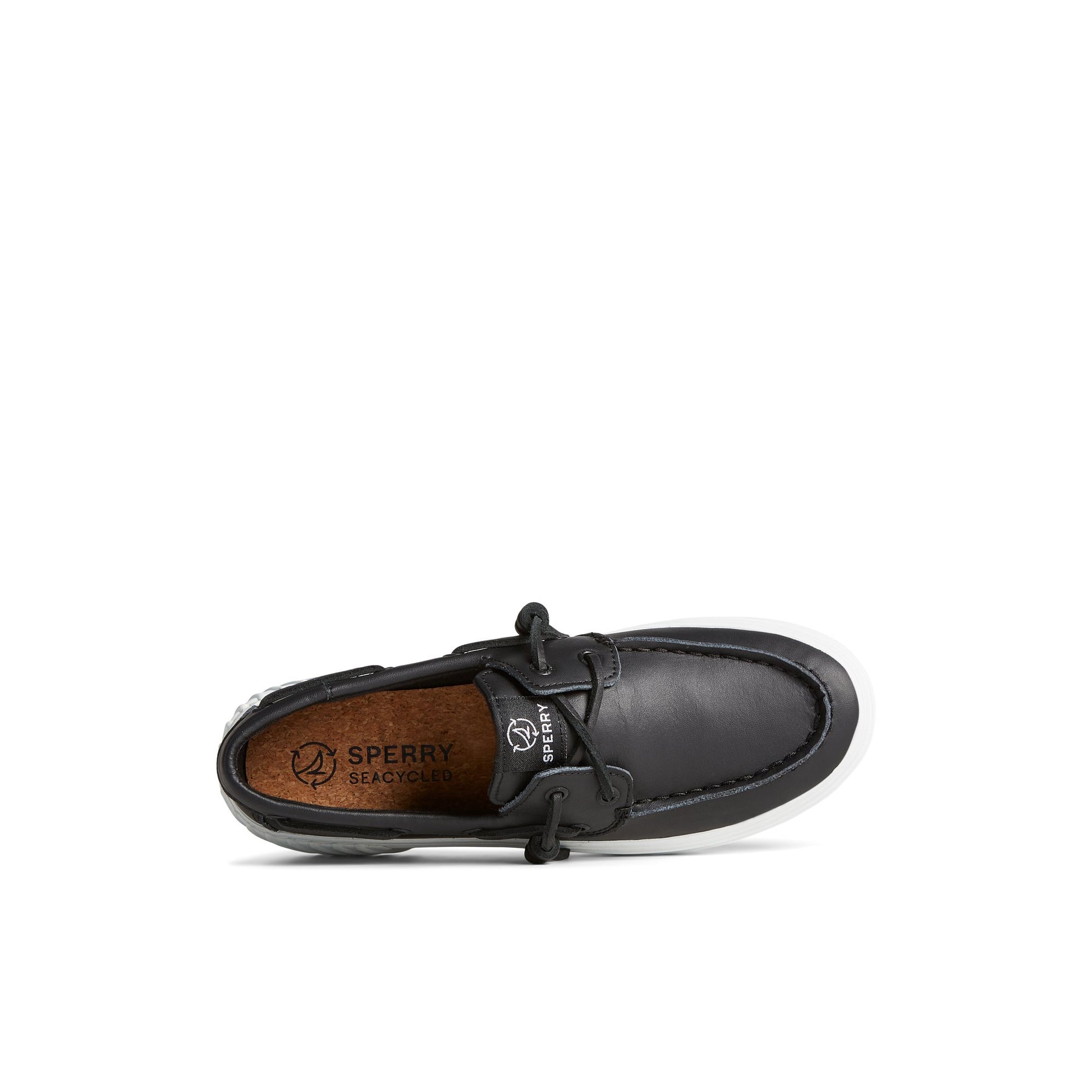Top-down view of the Black Bahama 2.0 Leather Platform Sneaker Boat Shoes