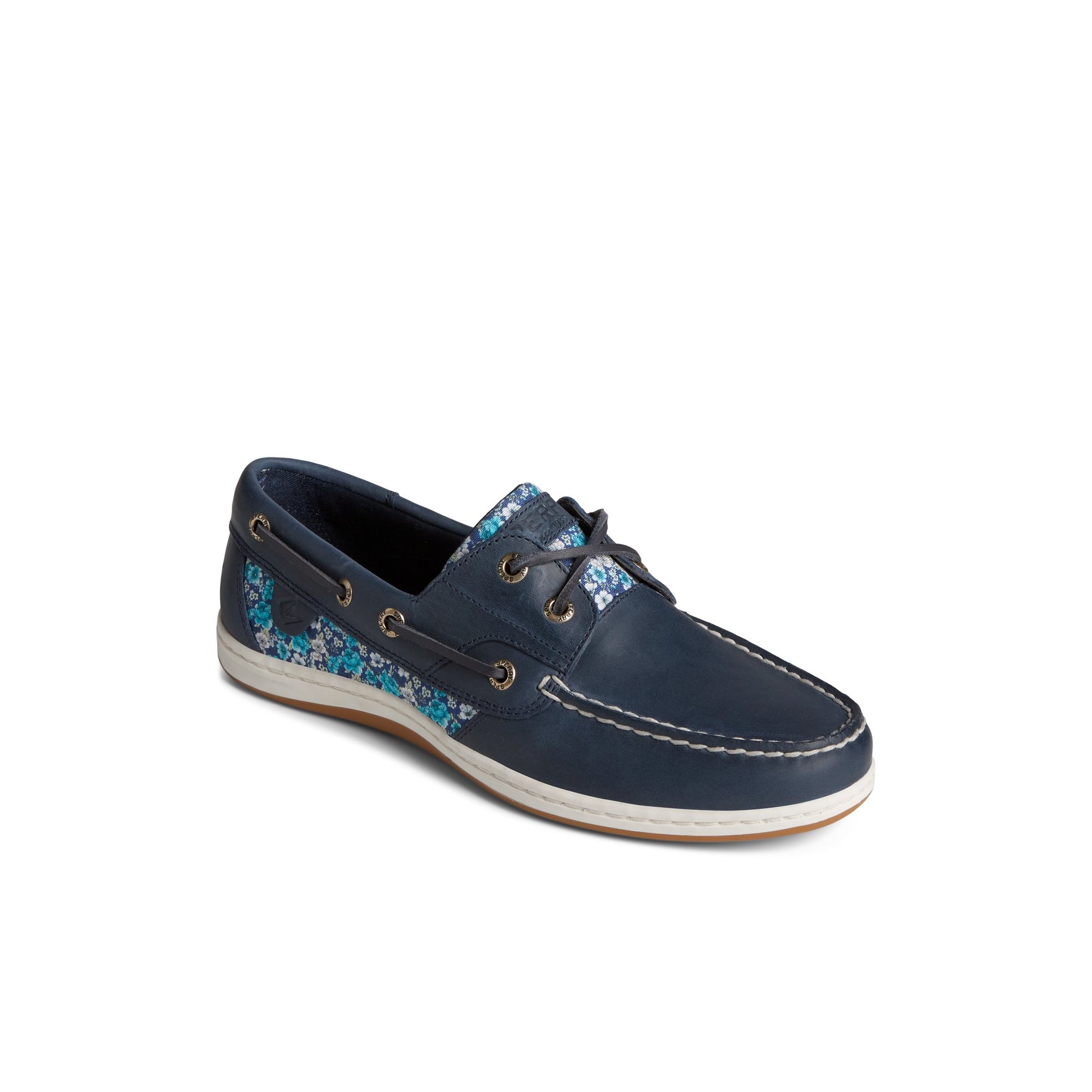 Three-quarter angle of Navy Koifish Floral Boat Shoe Boat Shoes's front side