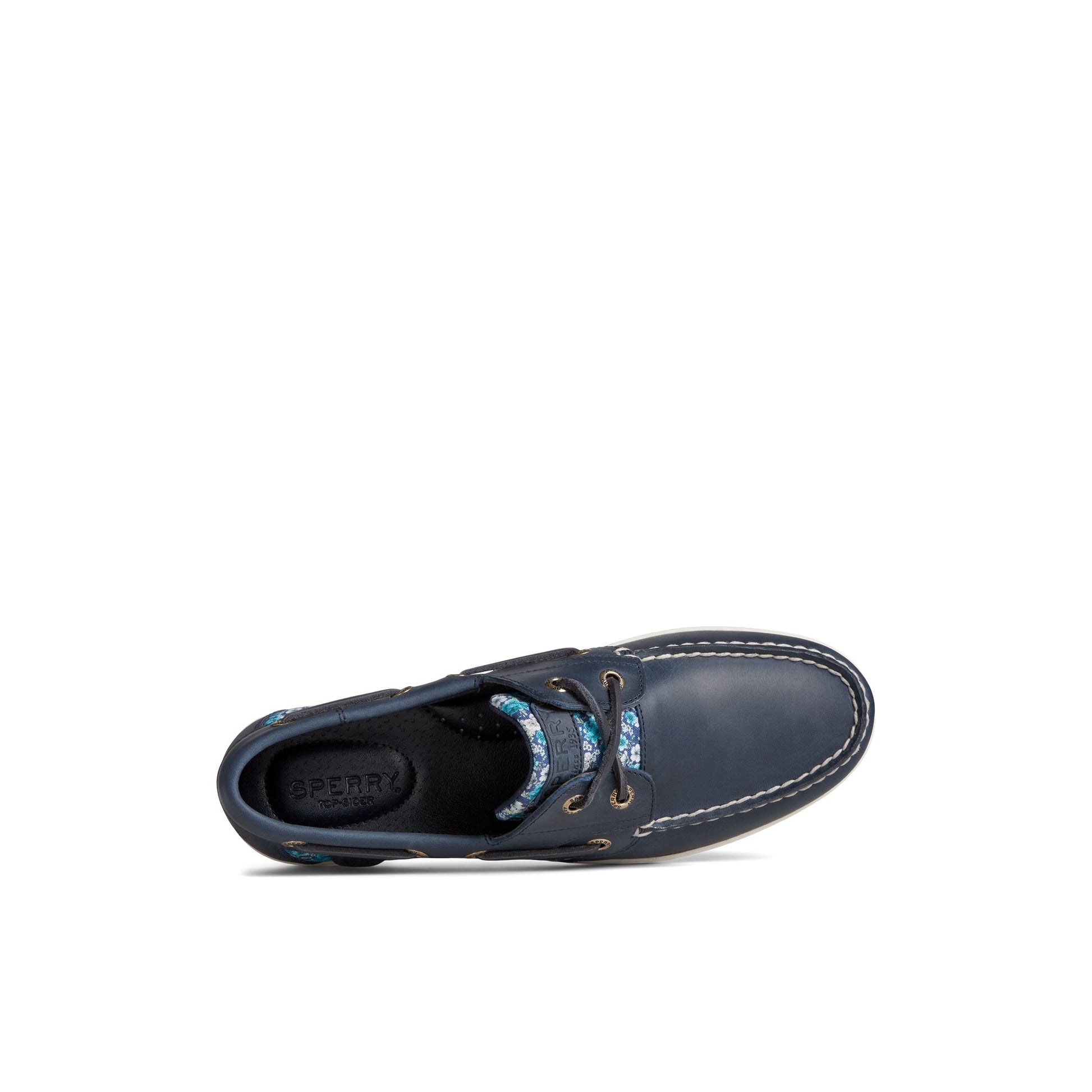 Top-down view of the Navy Koifish Floral Boat Shoe Boat Shoes