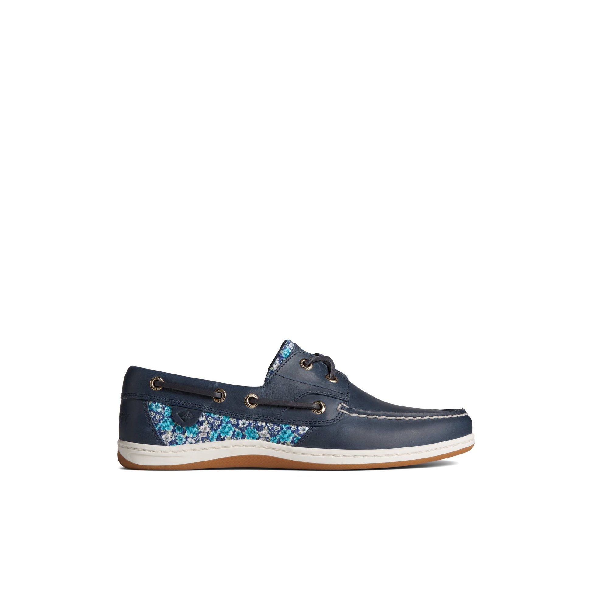 Main View of Navy Koifish Floral Boat Shoe Boat Shoes for Womens