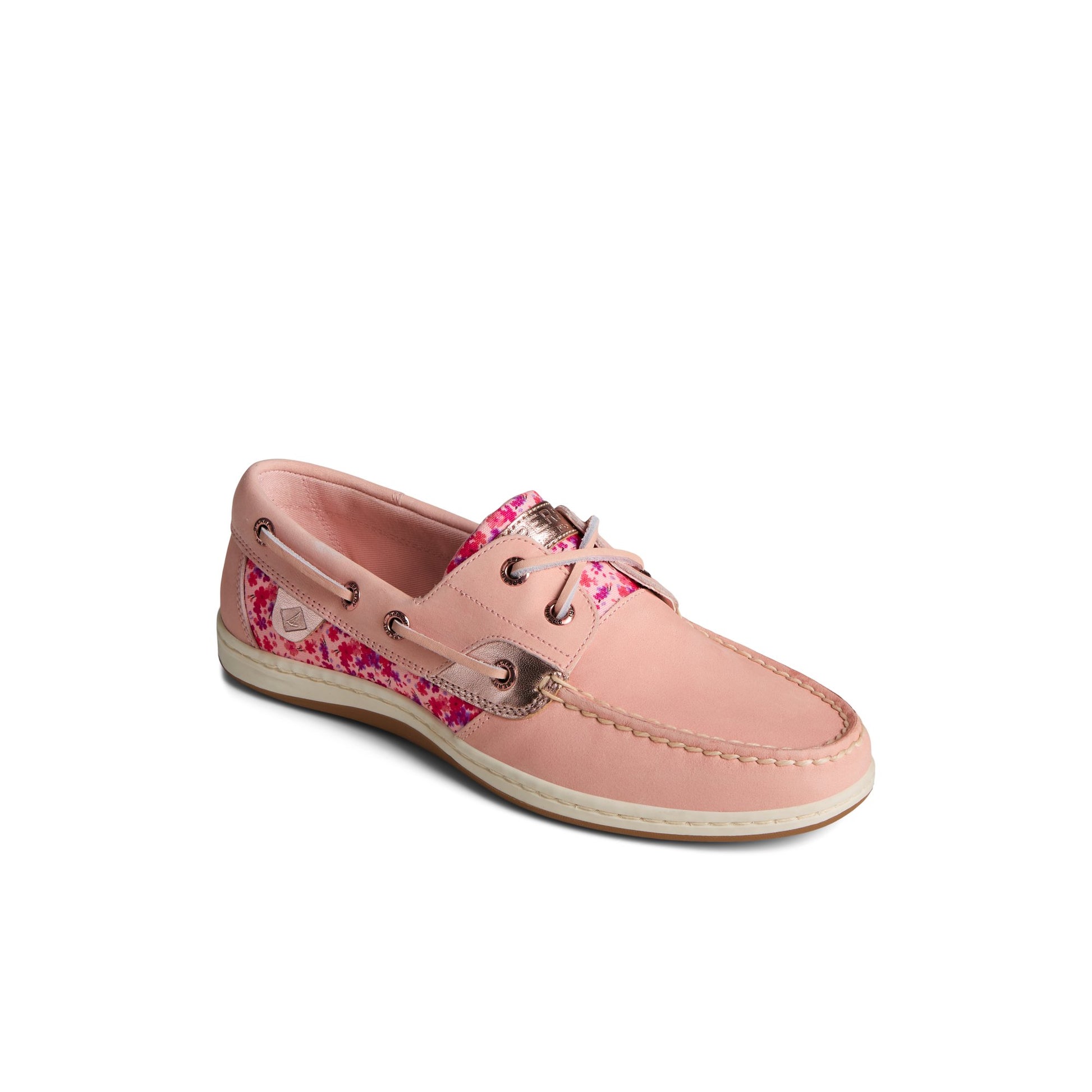Three-quarter angle of Light Red Koifish Floral Boat Shoe Boat Shoes's front side