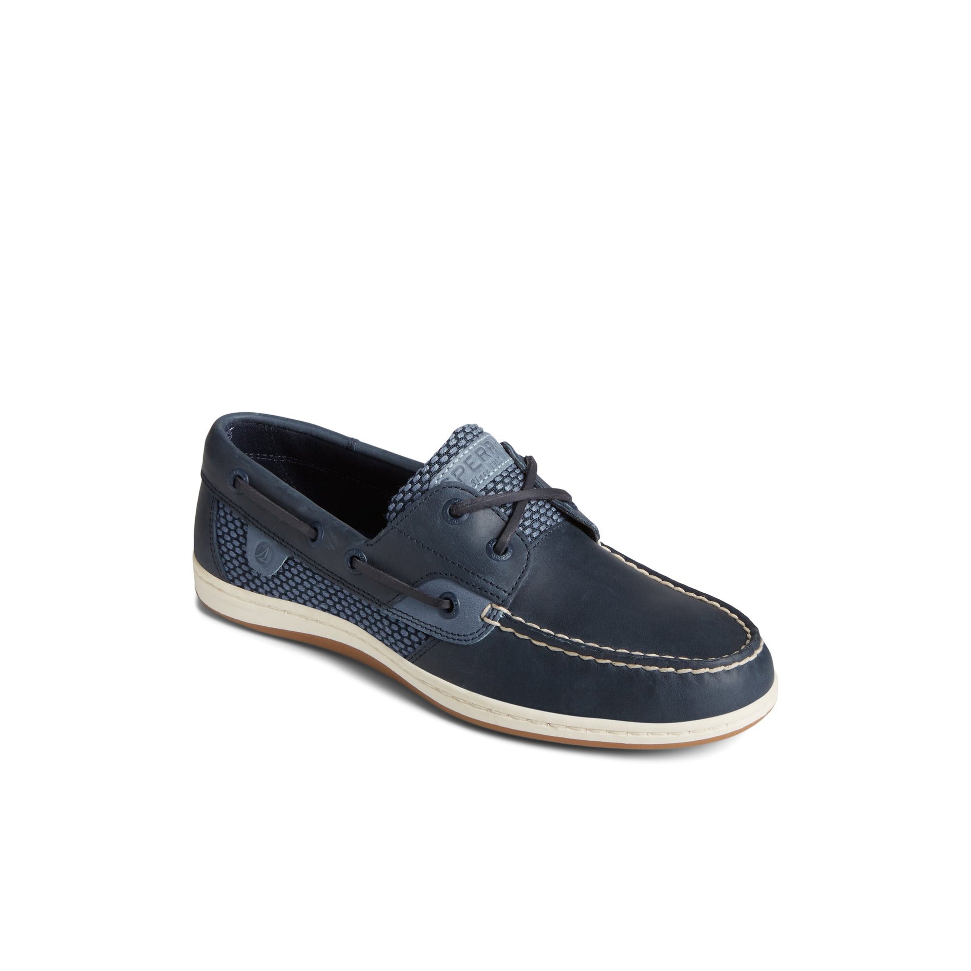 Three-quarter angle of Navy Koifish Two-Tone Boat Shoe Boat Shoes's front side